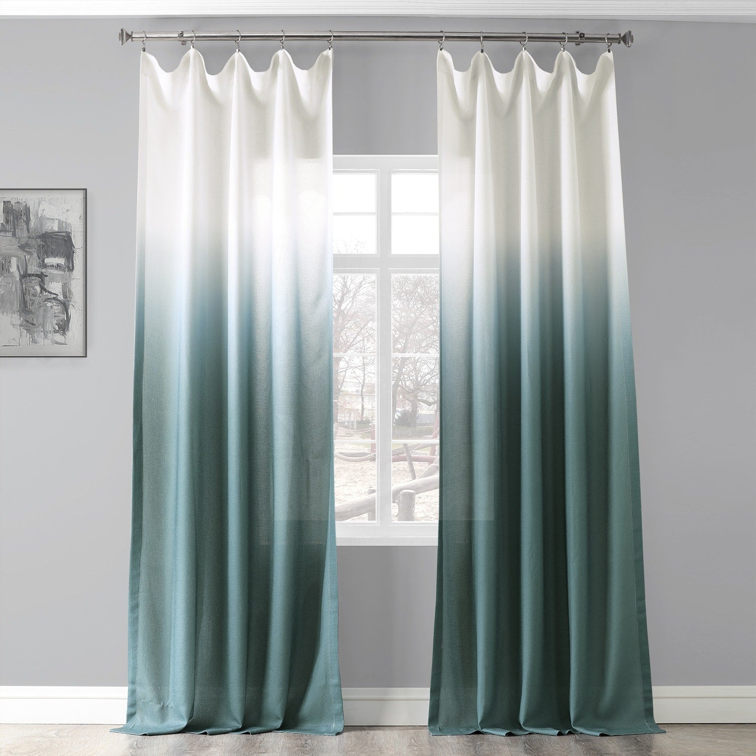 Exclusive Fabrics Ombre Faux Linen Light Filtering Curtains (1 Panel) - Lightweight Elegance, Natural Light Enhancement