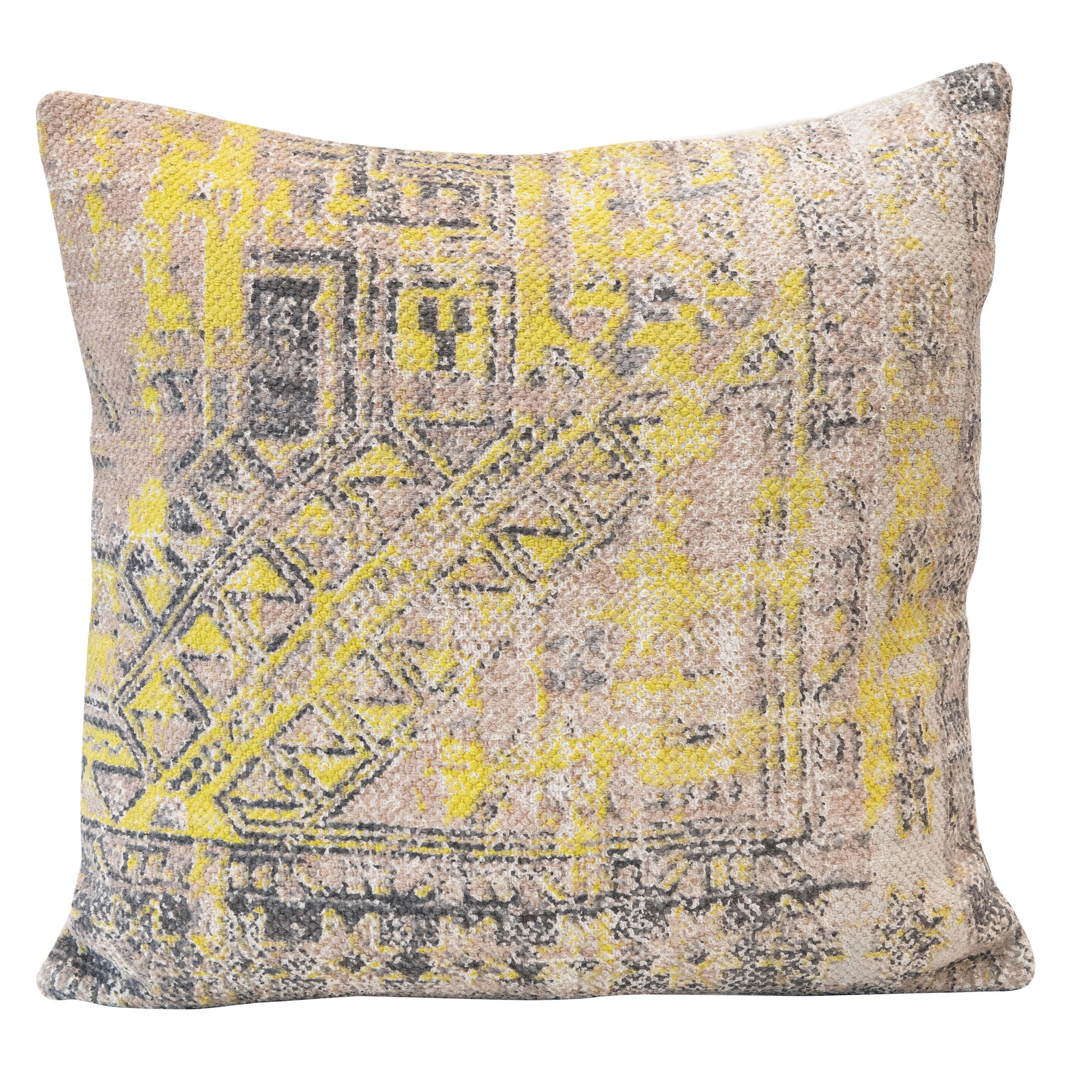 Stonewashed Cotton Printed Pillow, Multi Color