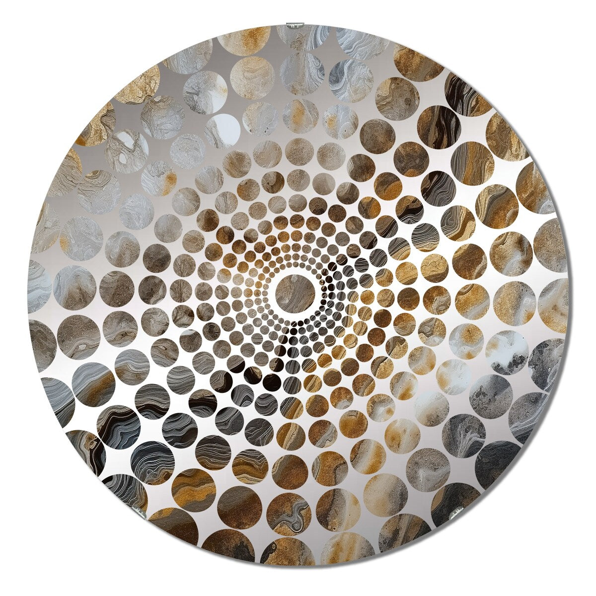 Designart Gold And Grey A Marble Effect I - Modern Abstract Marble Concentric Circles Decorative Mirror