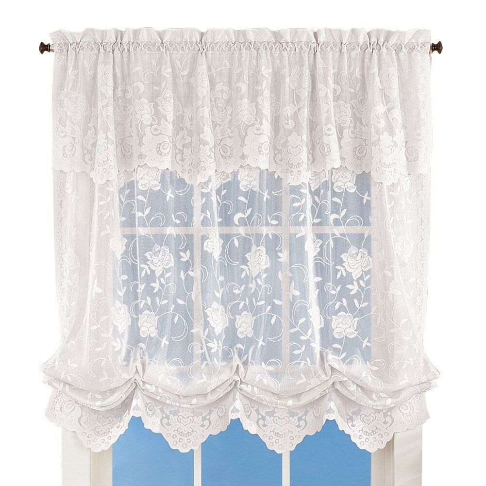 Floral Lace Balloon Shade Window Curtain - 9.250 x 7.200 x 2.250