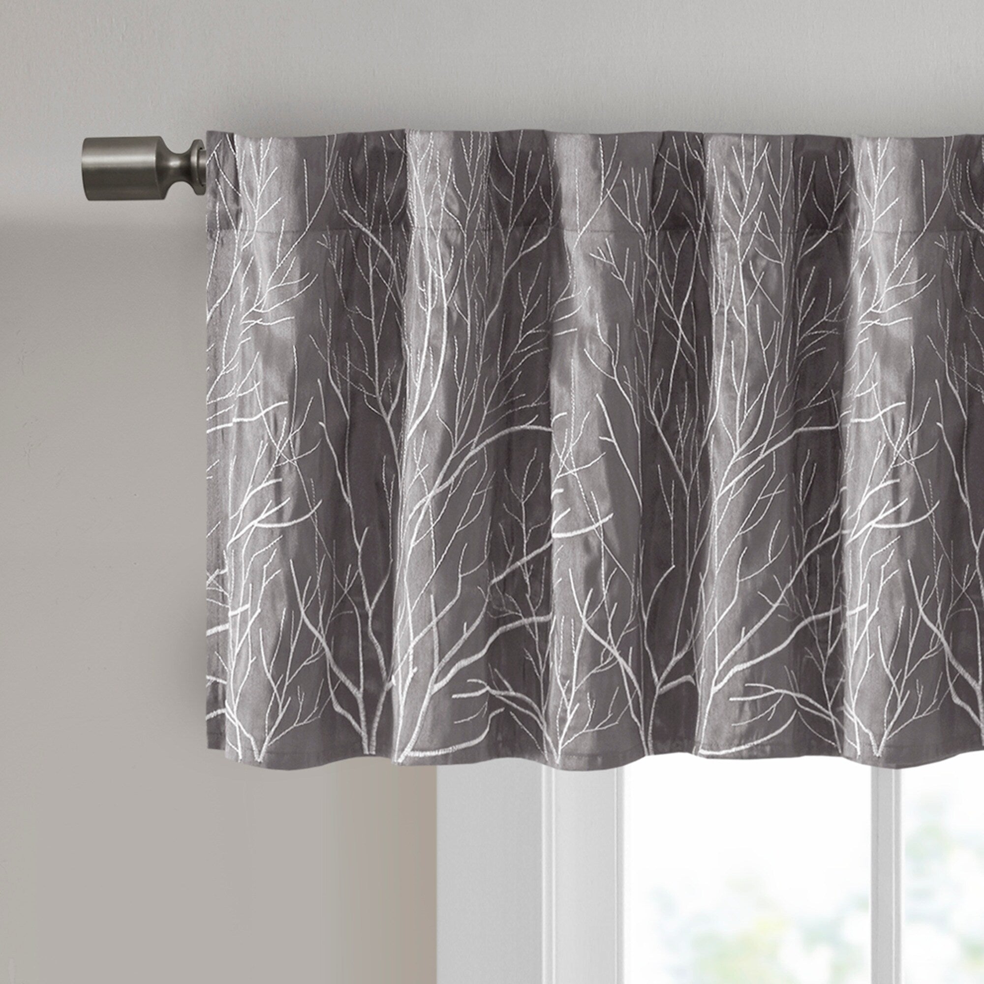 Madison Park Eliza Faux Silk Embroidered Window Valance - 50 x 18