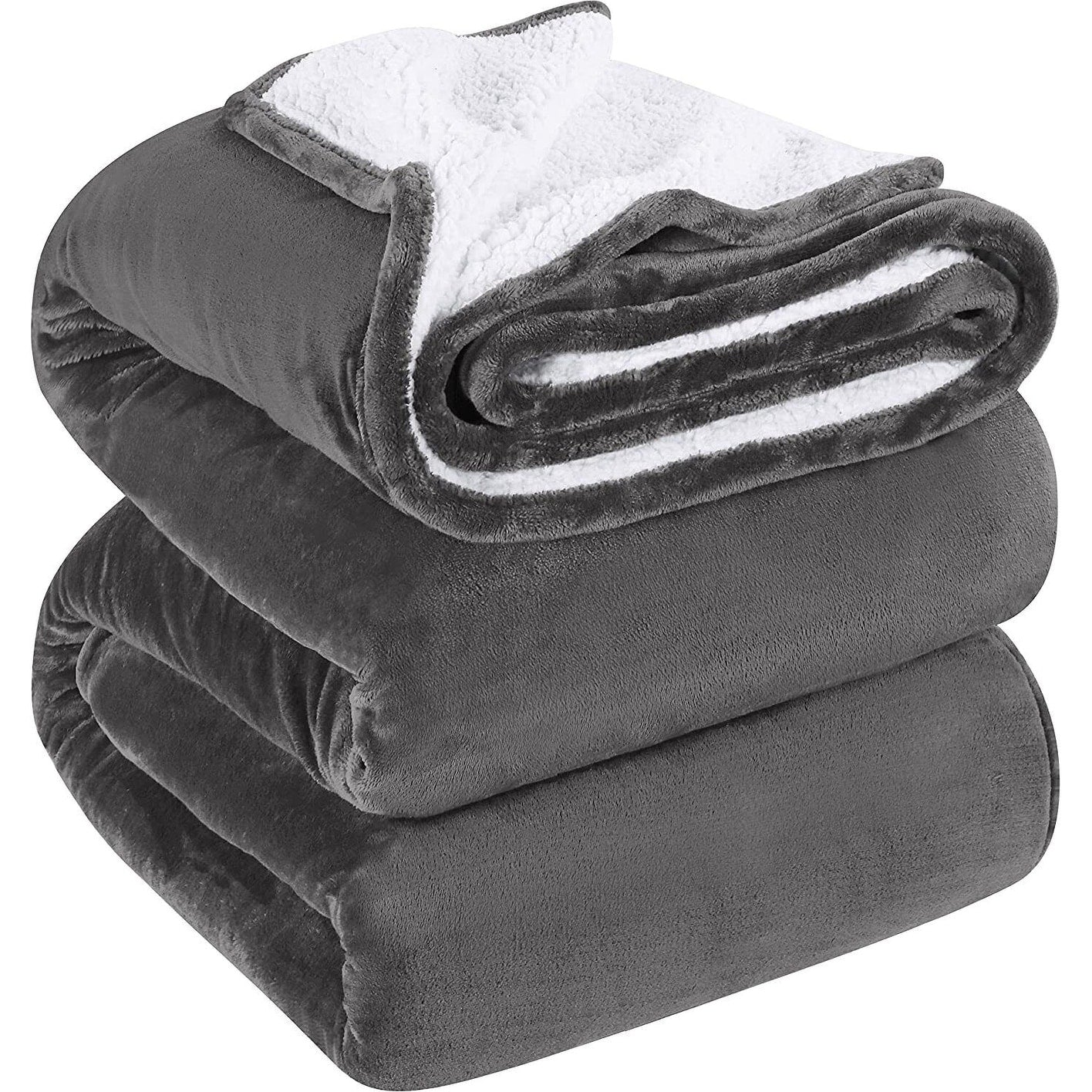 480GSM Sherpa Fleece Reversible Bed Blanket in Full Size