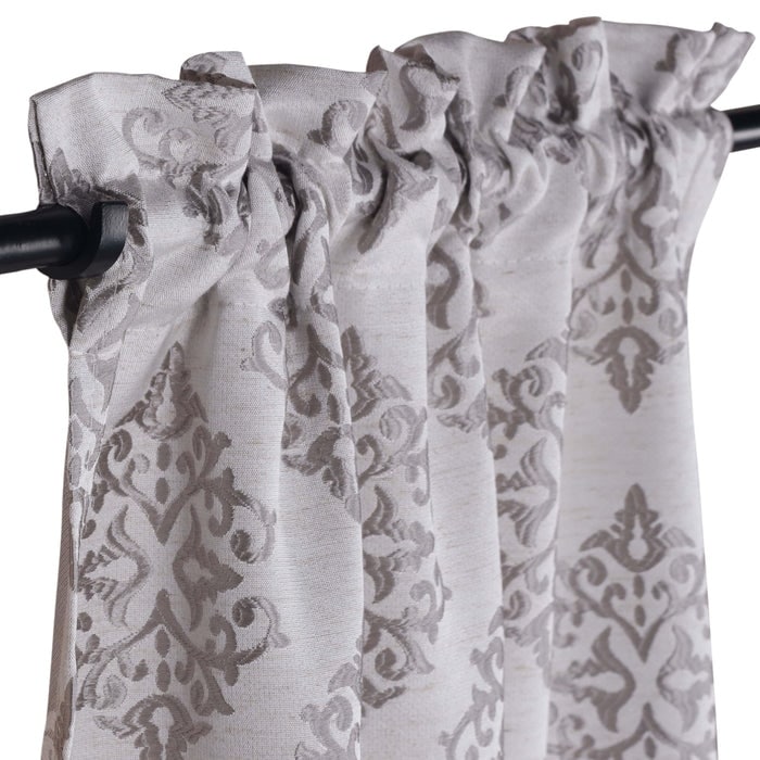 Superior Venetian Damask Jacquard Embroidered Washable Curtains, Set of 2