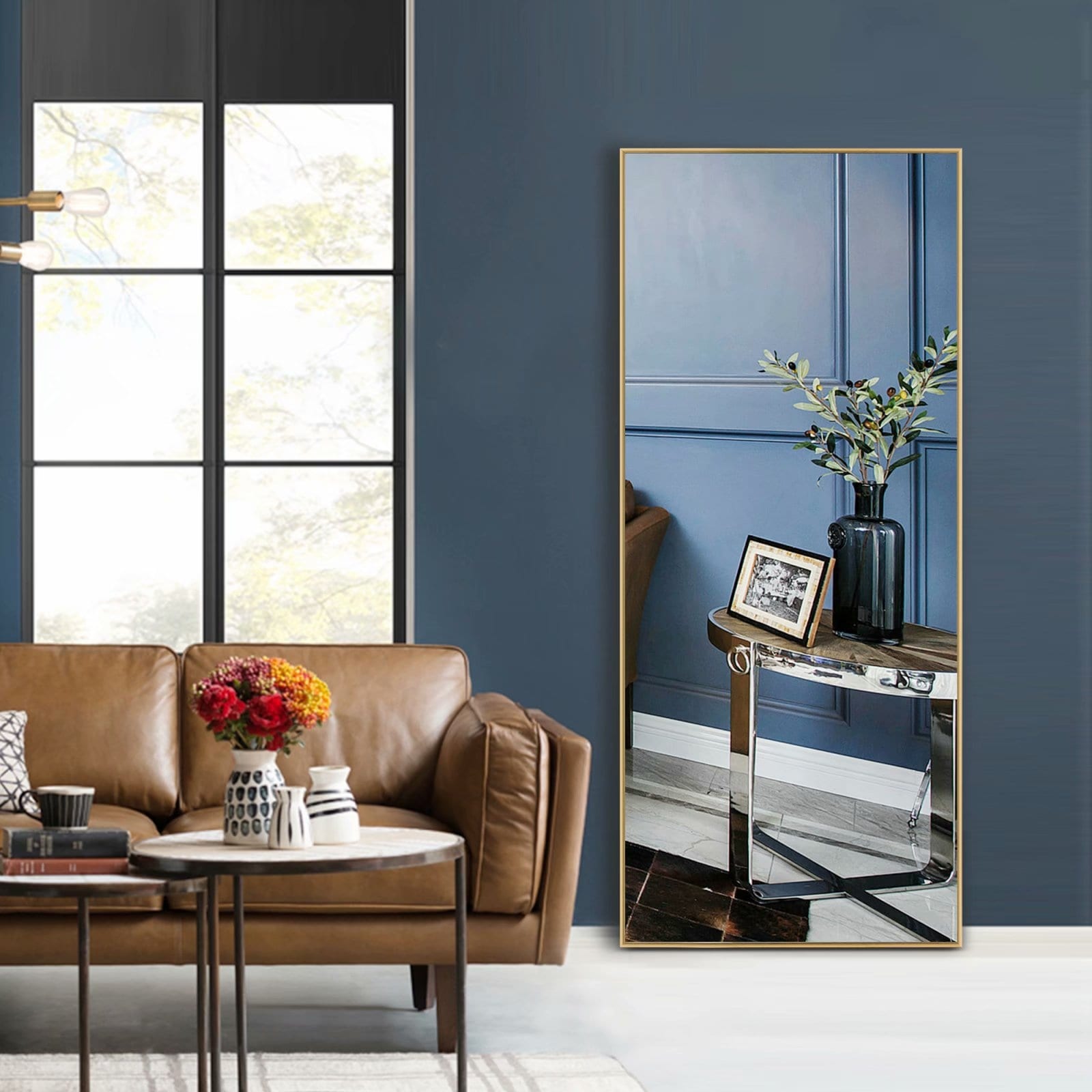 Aluminum Alloy Full-length Hanging, Leaning, or Standing Mirror