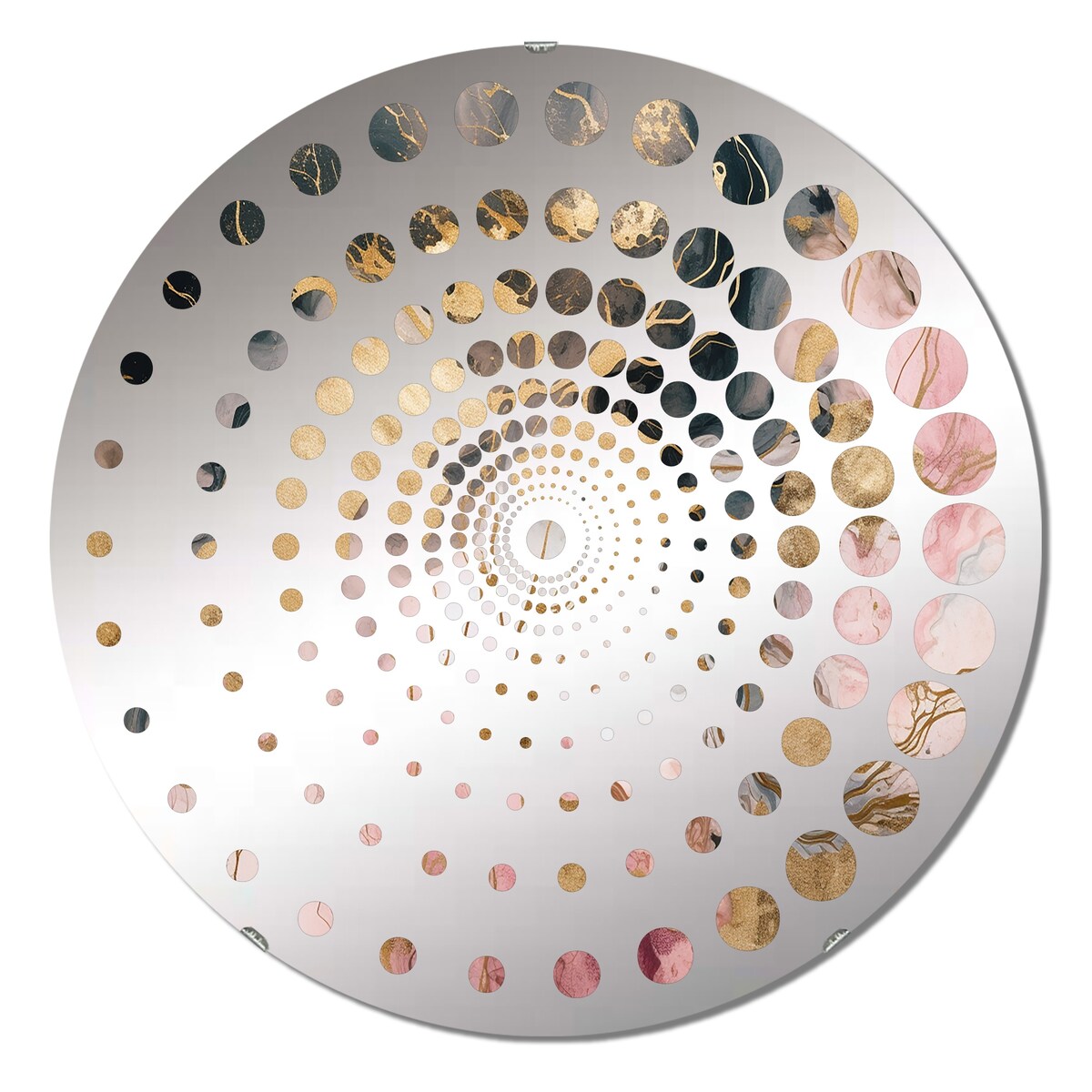 Designart Exploring The Depths Of Pink Geode II - Modern Abstract Marble Spiral Circle Wall Mirror