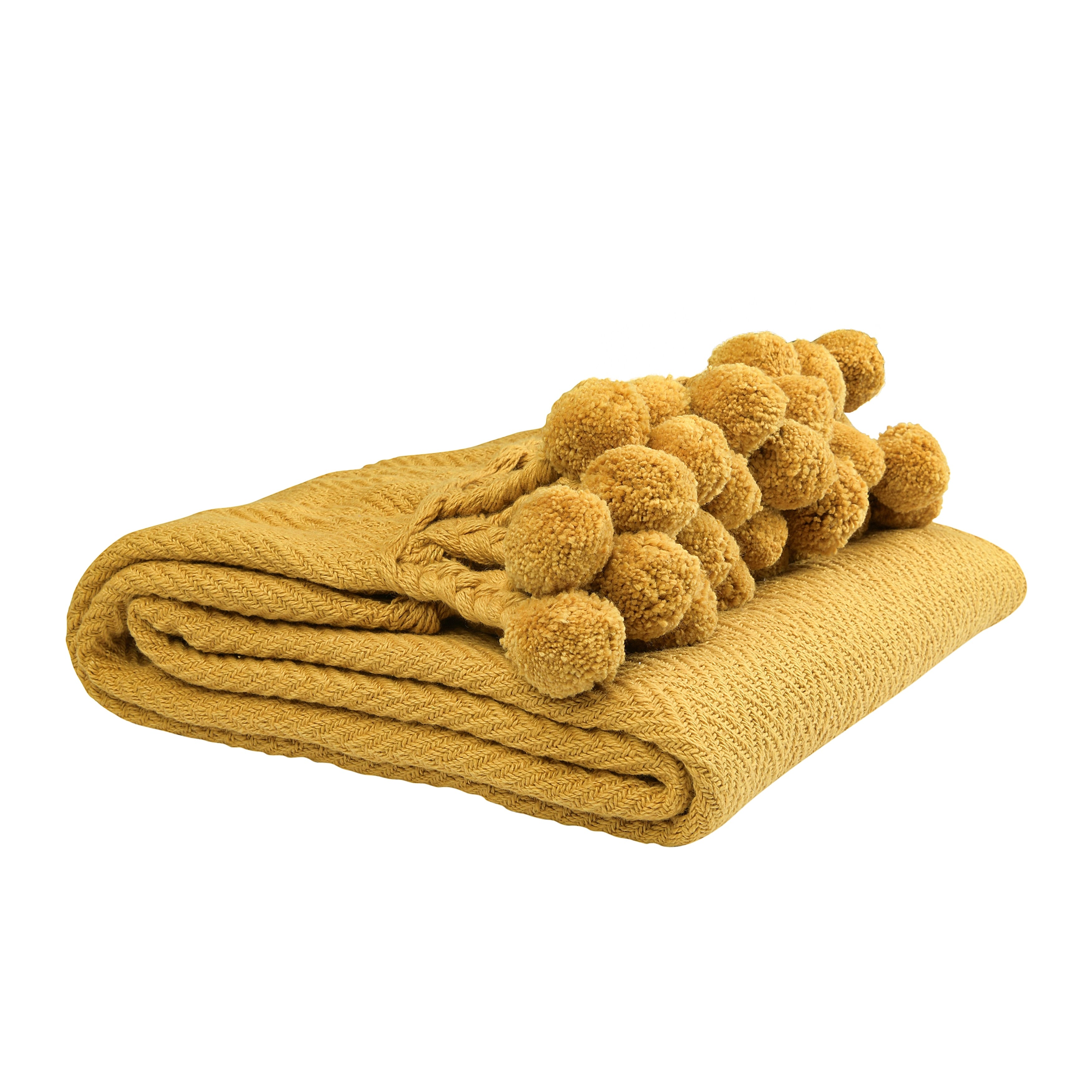 Woven Cotton Pom Pom Throw