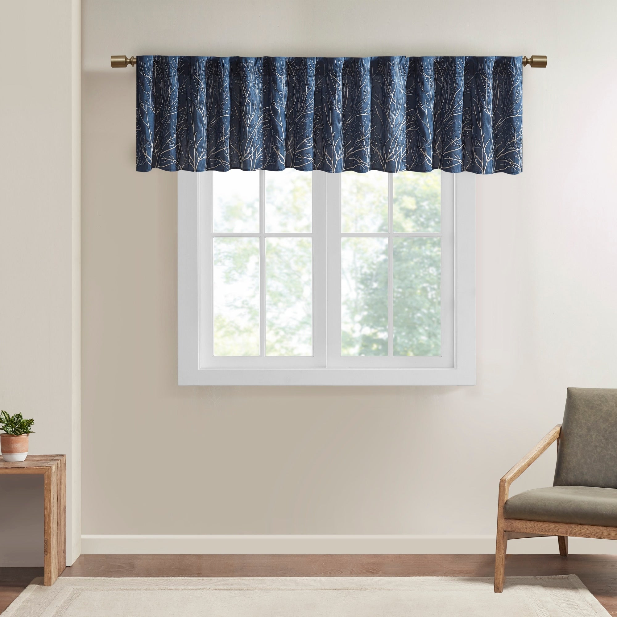 Madison Park Eliza Faux Silk Embroidered Window Valance - 50 x 18