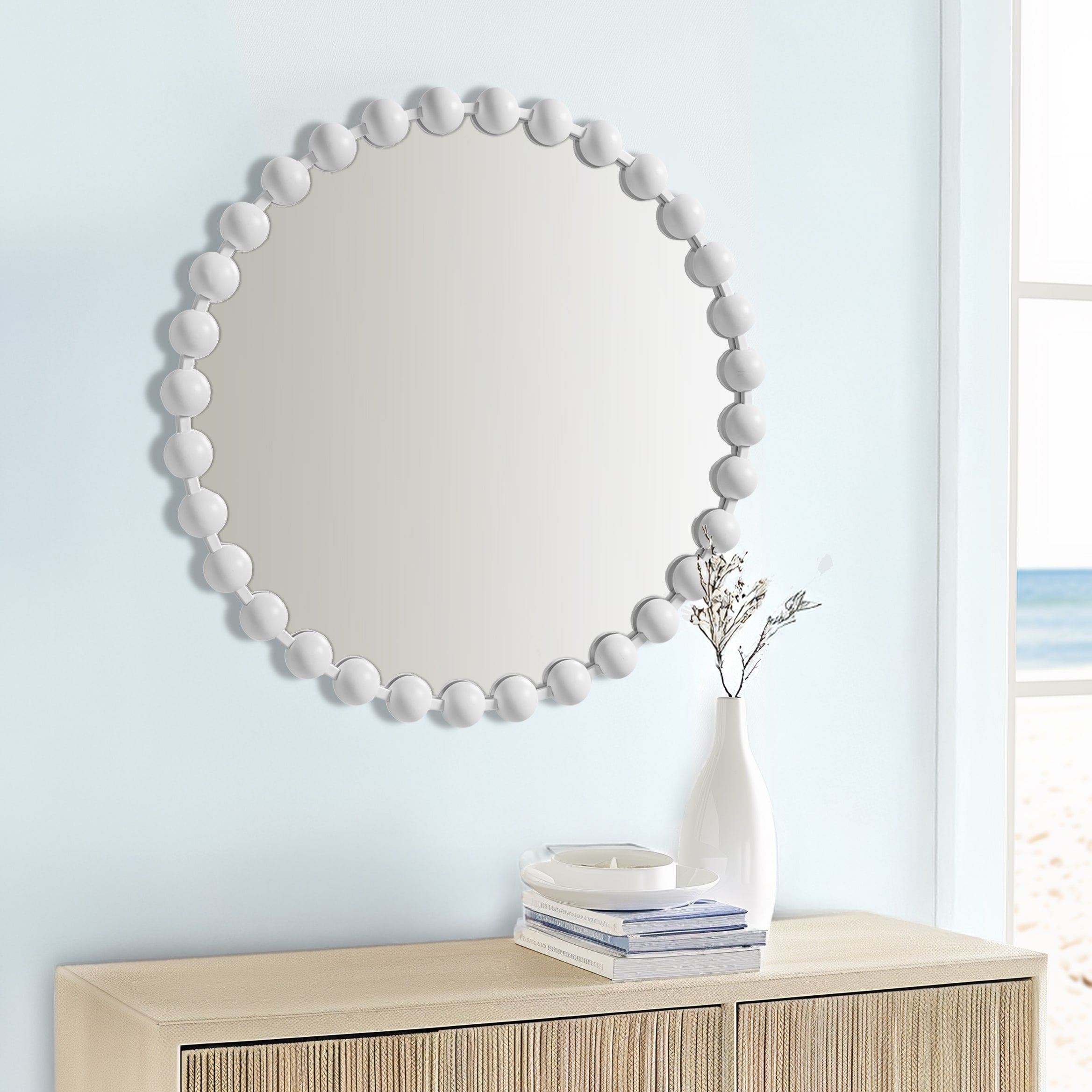 Madison Park Signature Marlowe Beaded Round Wall Mirror