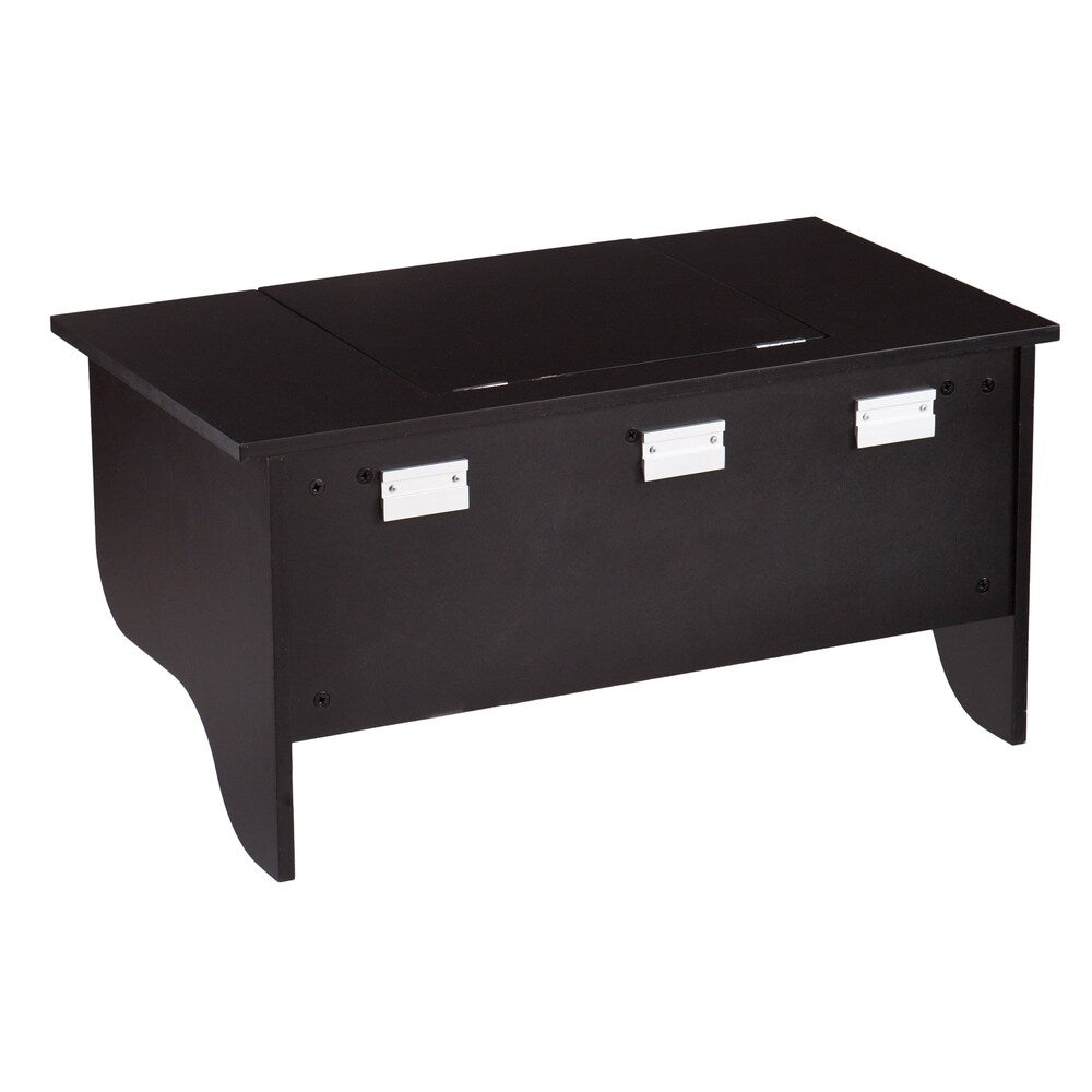 SEI Furniture Black Wall Mounted ledge with Vanity Mirror