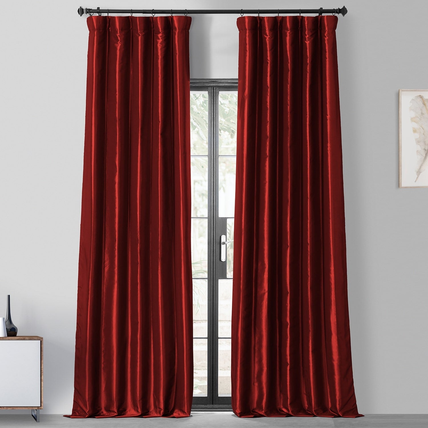 Exclusive Fabric Faux Silk Taffeta Solid Blackout Curtain (1 Panel)