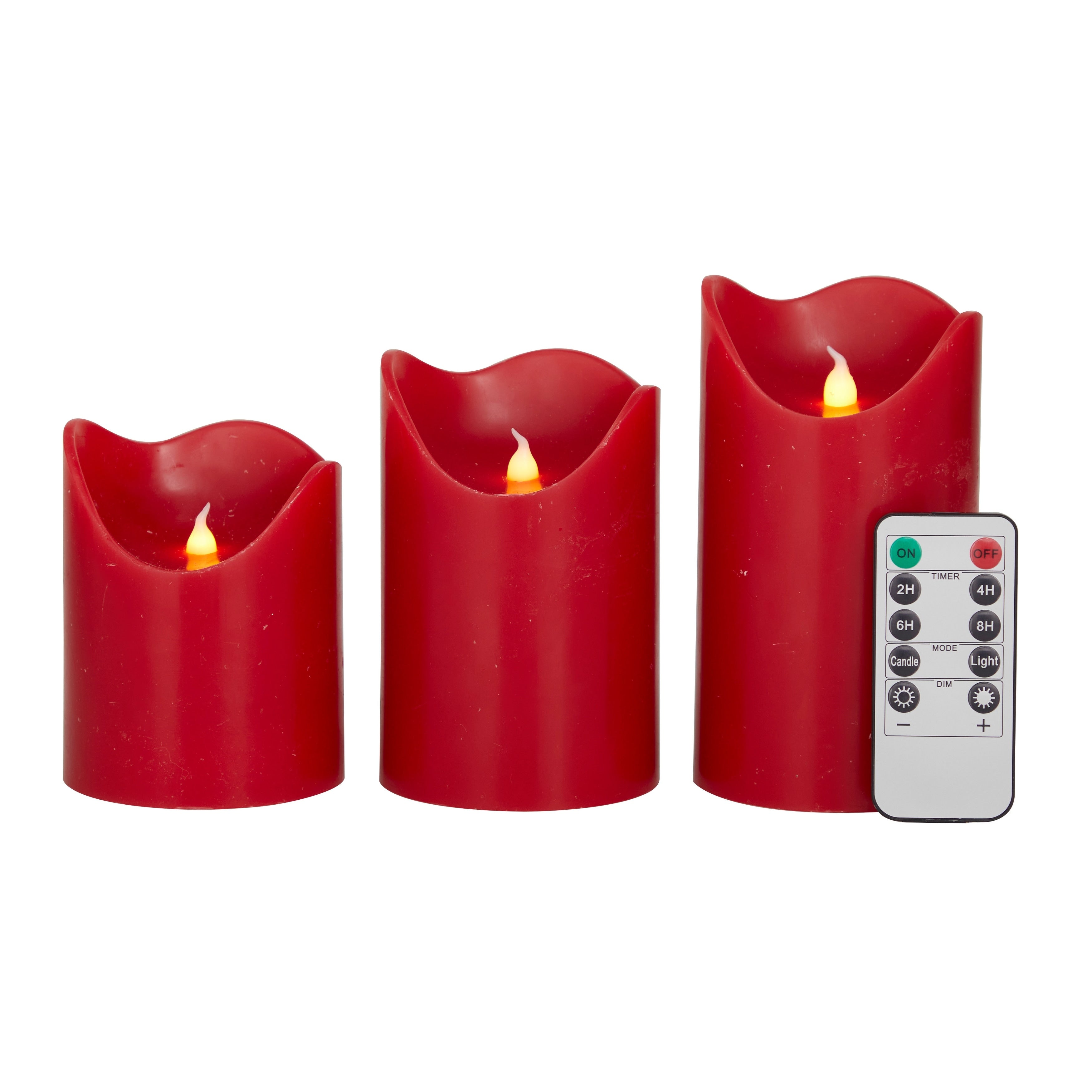 Silver, Cream, Red or Gold Wax Gold Base Flameless Candle with Remote Control (Set of 3) - S/3 6, 5, 4H