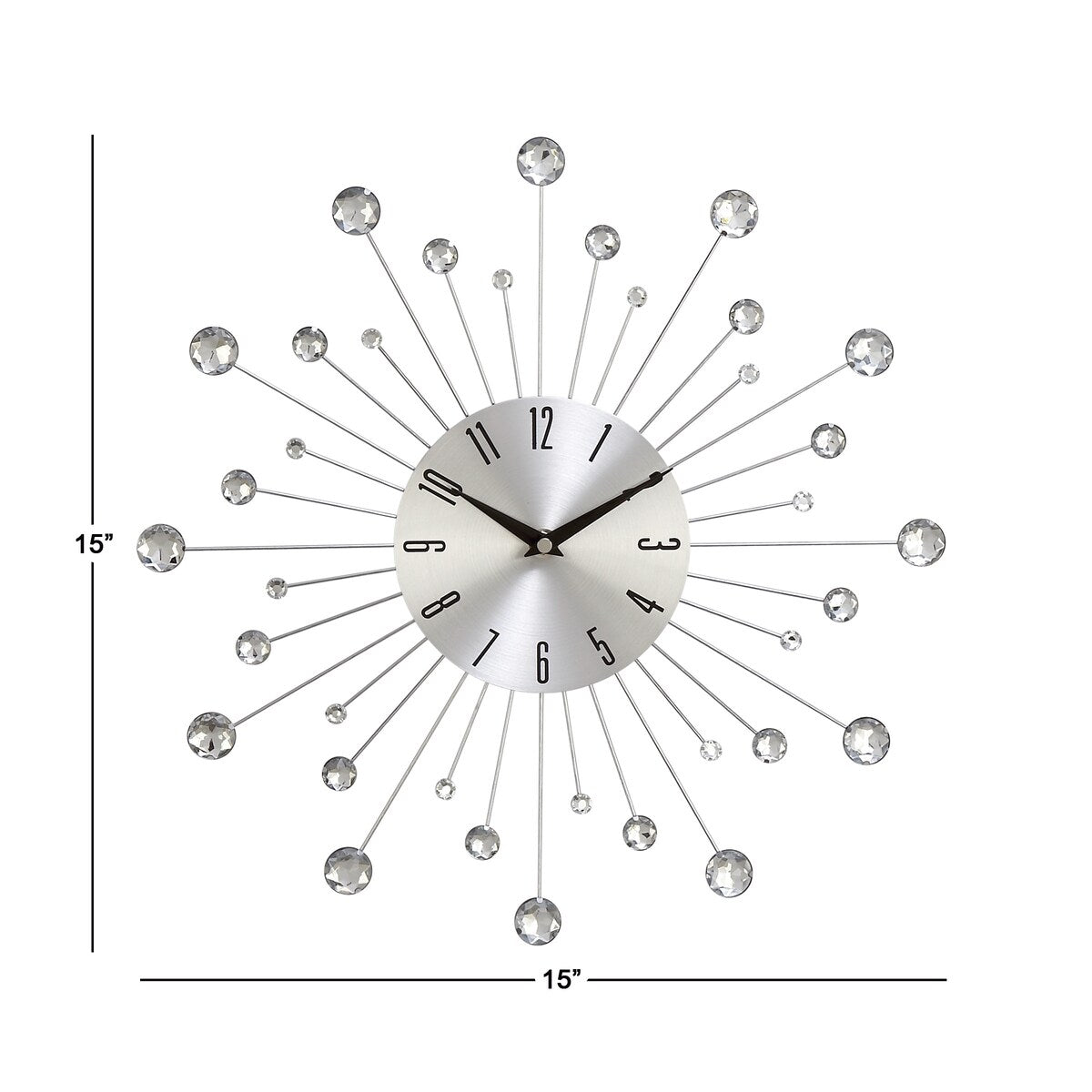 Metal Starburst Decorative Wall Clock with Crystal Accents - Gold, Brown, Silver, Copper - Roche River Decor