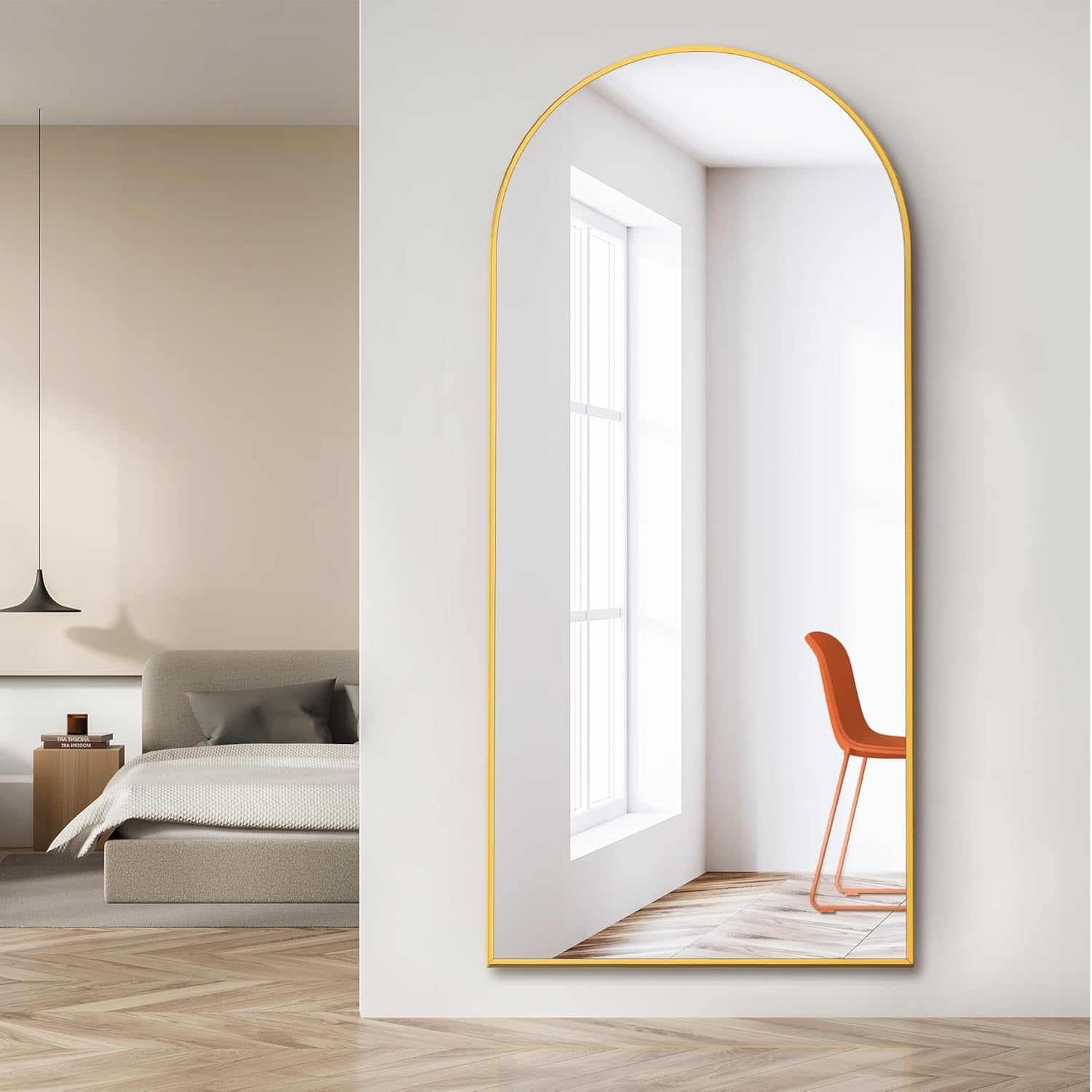 71x24 Inch Arch Full Length Mirror, Modern Design Standing Floor Mirror, Full Body Mirror for Living Room, Bedroom, Bathroom