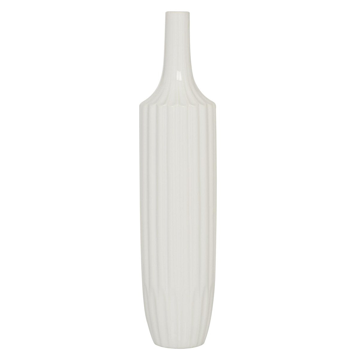 Ceramic Stripe Texture Decorative Vase - White - Roche River Decor