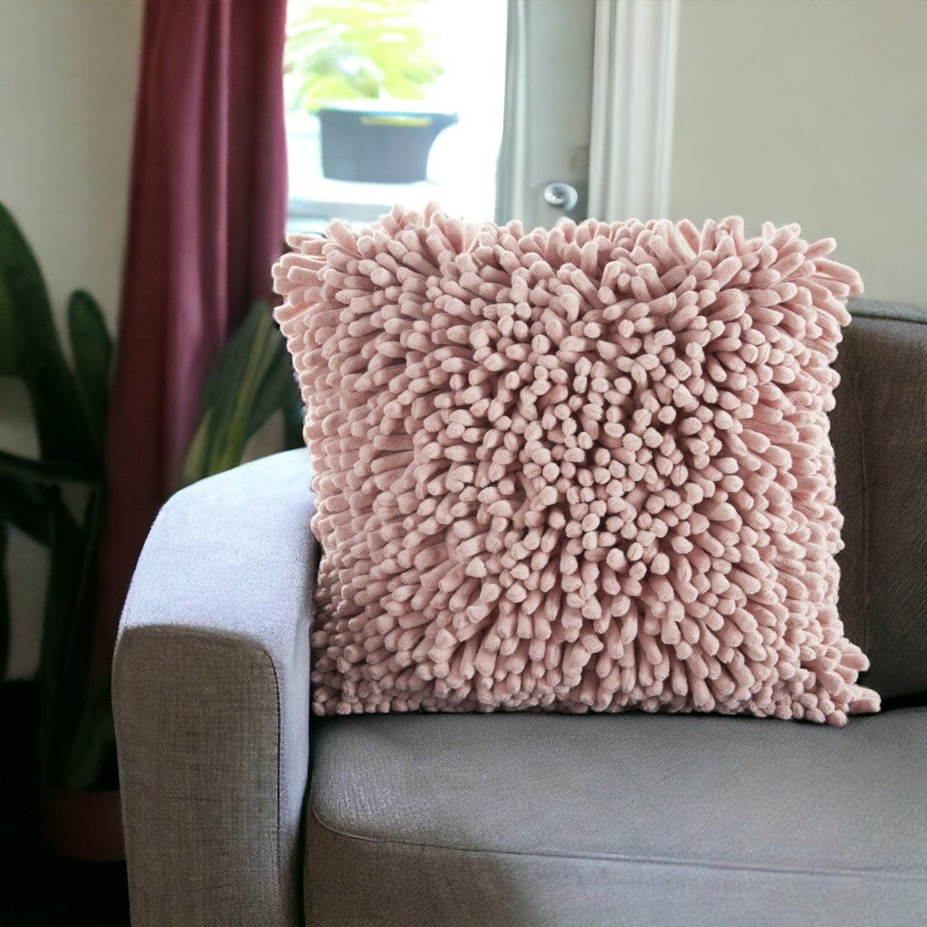 20 Pale Pink Soft Nubby Shag Throw Pillow