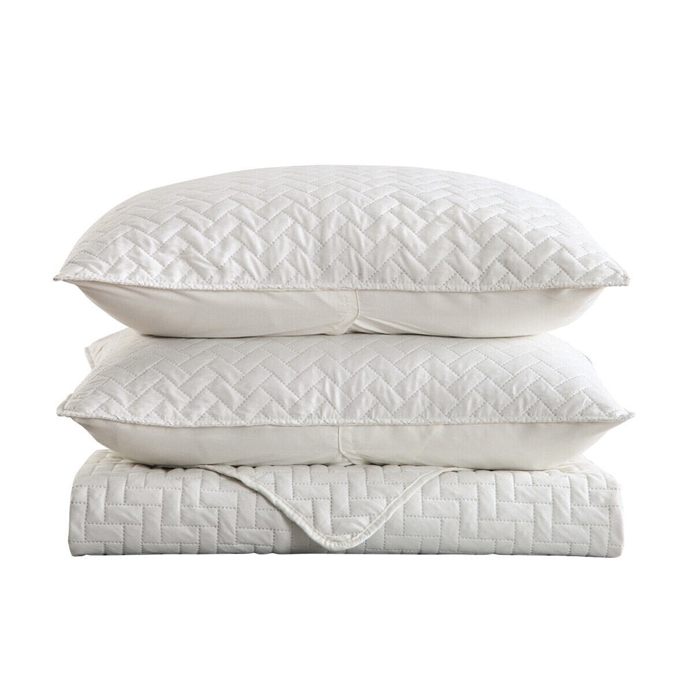 Embossed Reversible Bedspread Coverlet Quilt Set King White