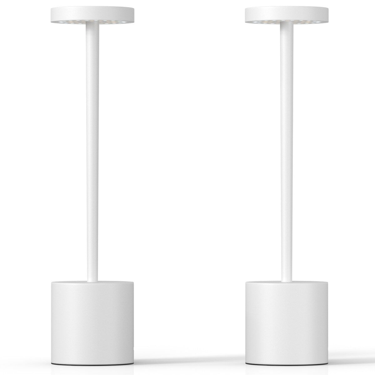 Cordless Table Lamp Dimmable Metal Desk Lamp with Touch Switch,Set of 2,White