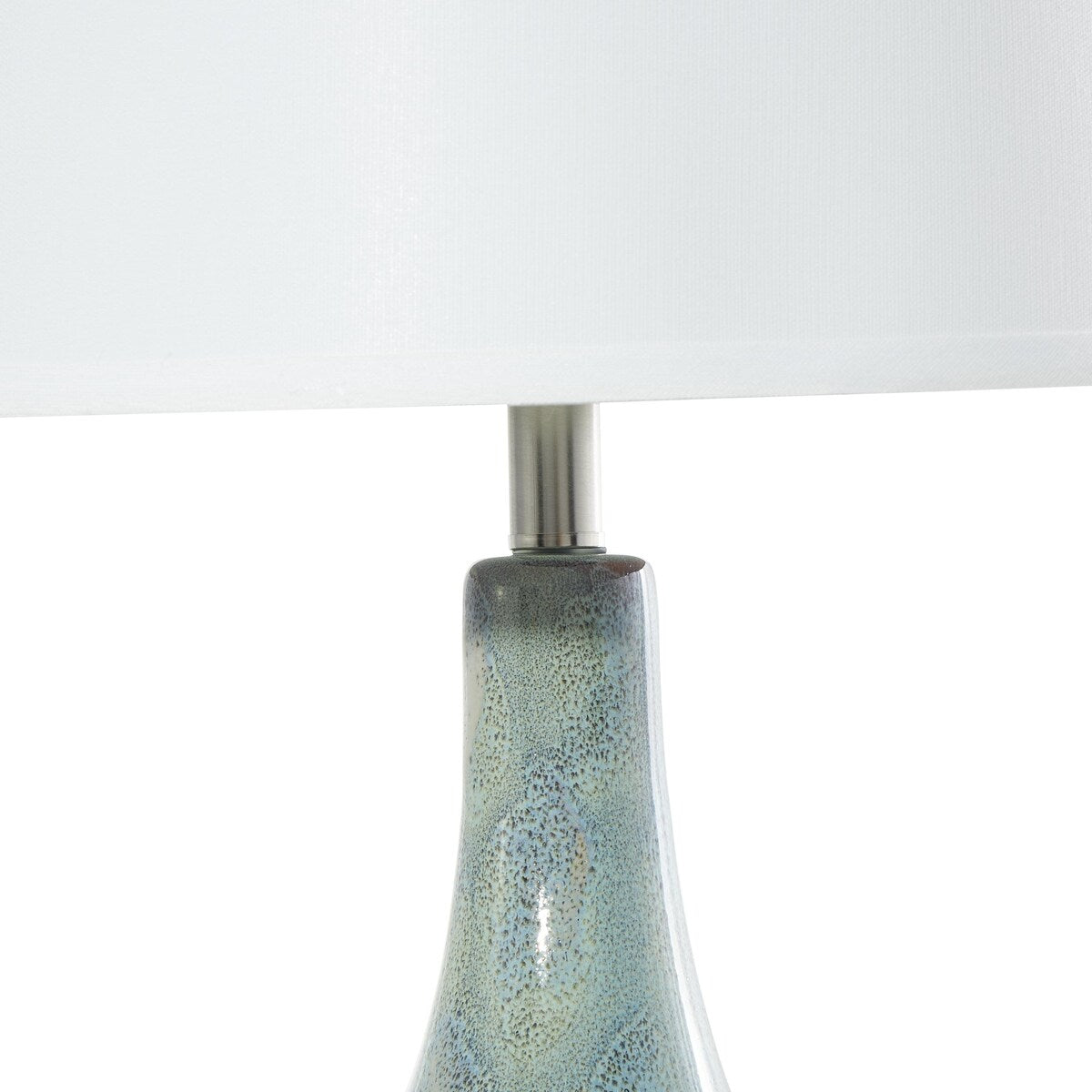 Ceramic Abstract Textured Room Table Lamp with Drum Shade - Set of 2 Teal - Roche River Decor