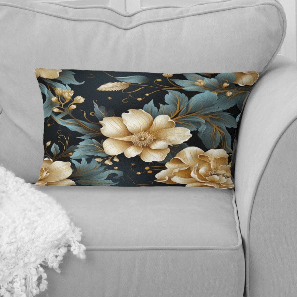 Designart Vintage Glamour Sophisticated Flowers II Glam Printed Throw Pillow