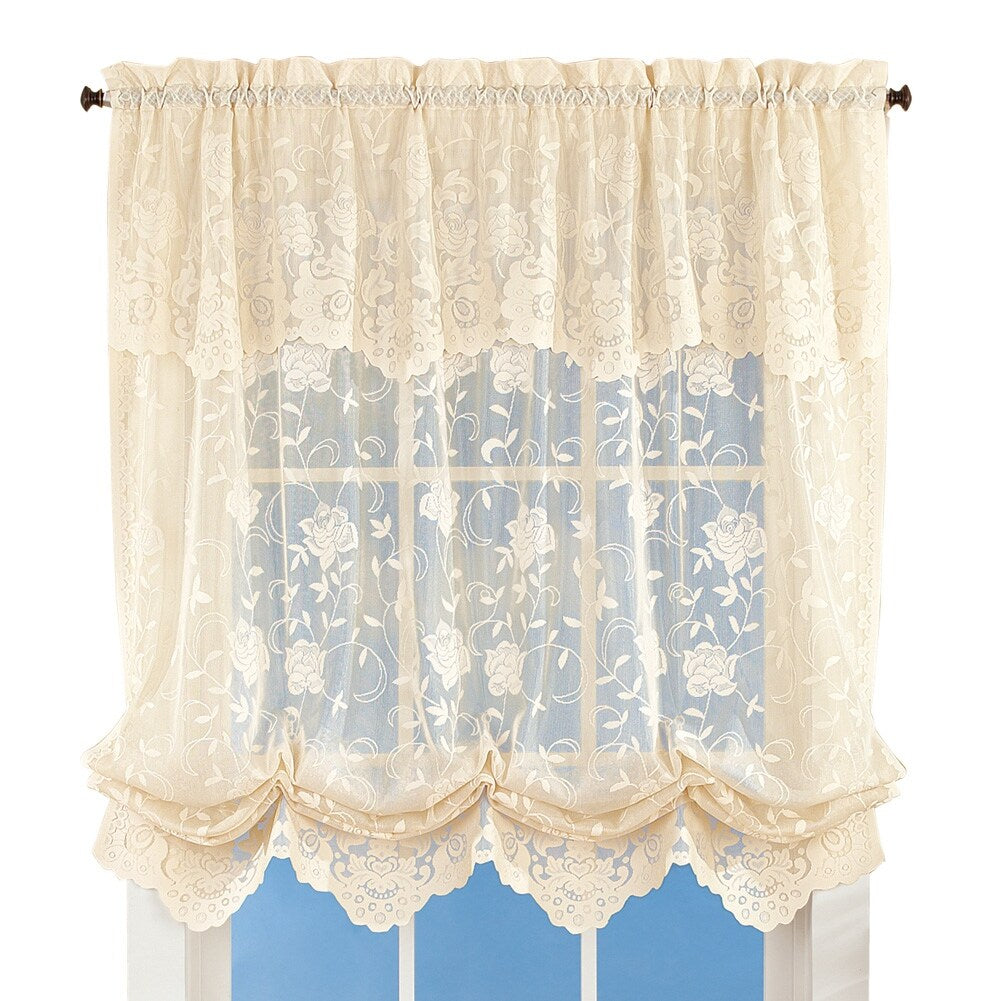 Floral Lace Balloon Shade Window Curtain - 9.250 x 7.200 x 2.250