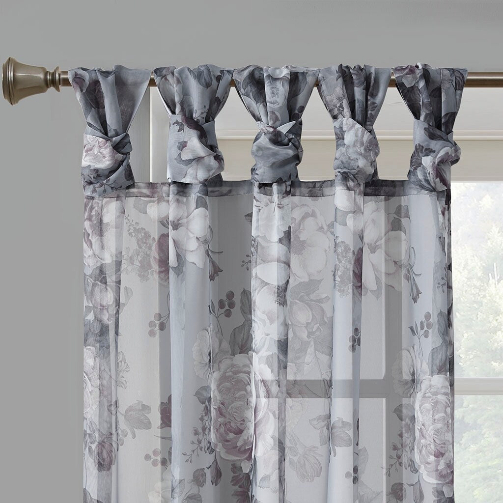 Rod Pocket and Back Tab Voile Sheer Curtain