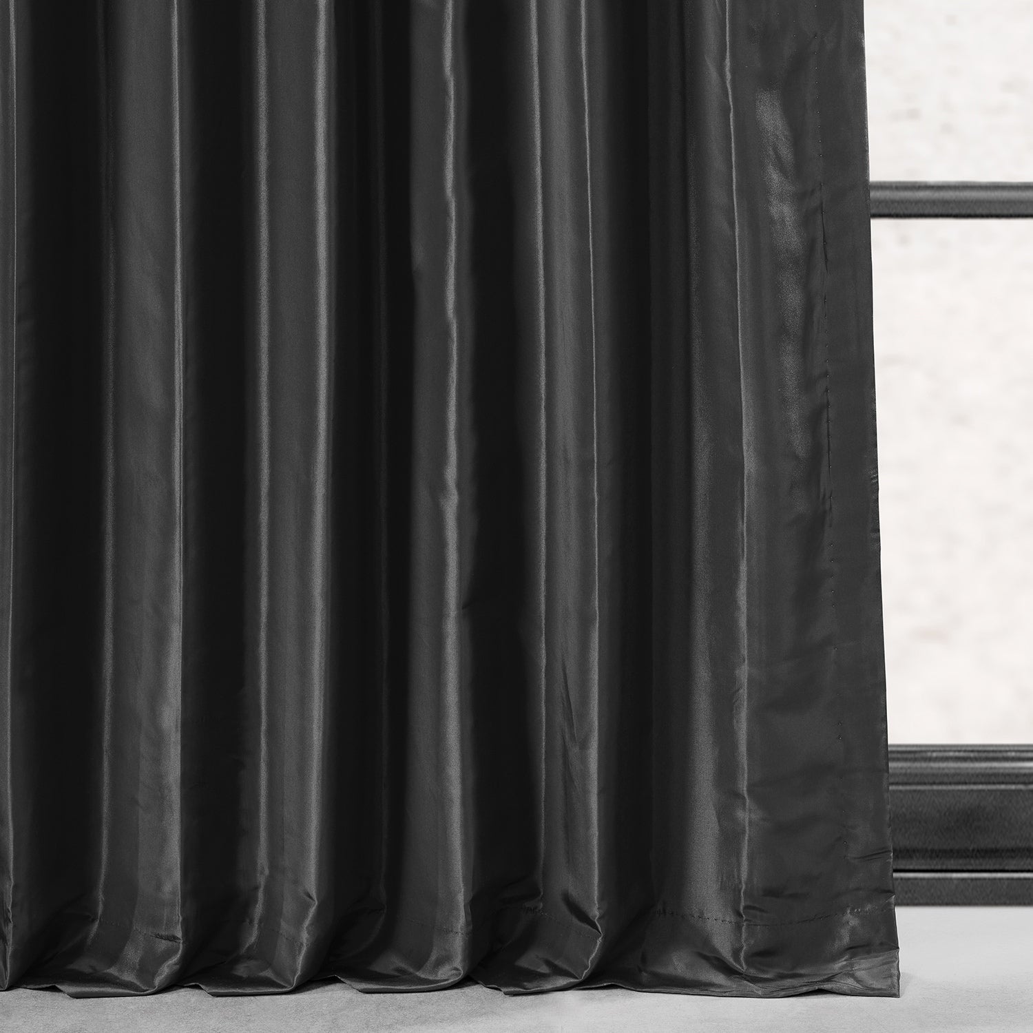 Exclusive Fabric Faux Silk Taffeta Solid Blackout Curtain (1 Panel)