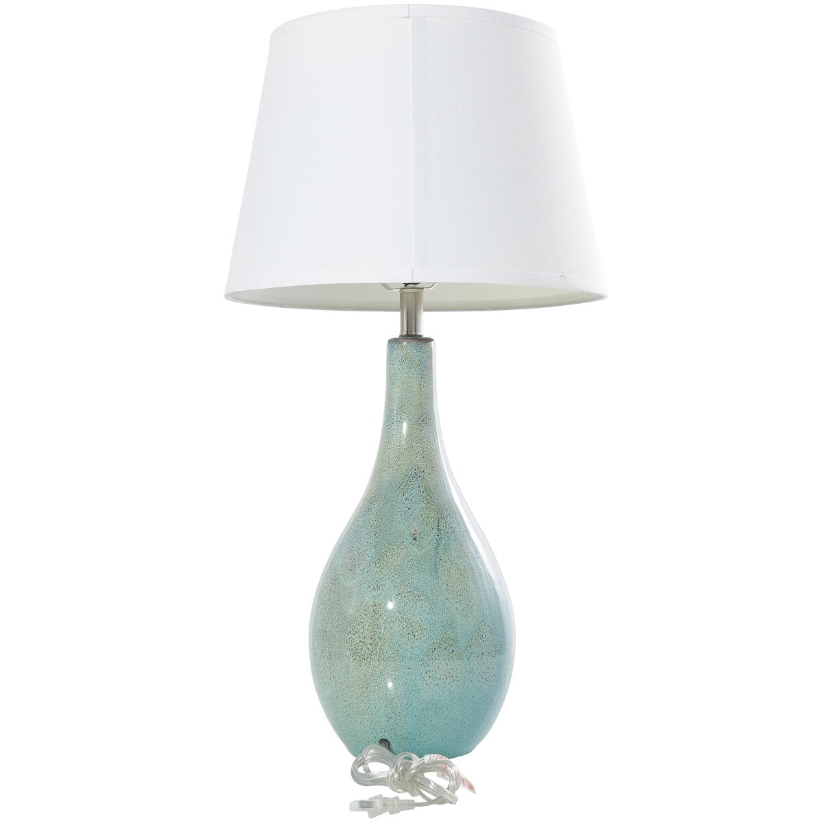 Ceramic Abstract Textured Room Table Lamp with Drum Shade - Set of 2 Teal - Roche River Decor