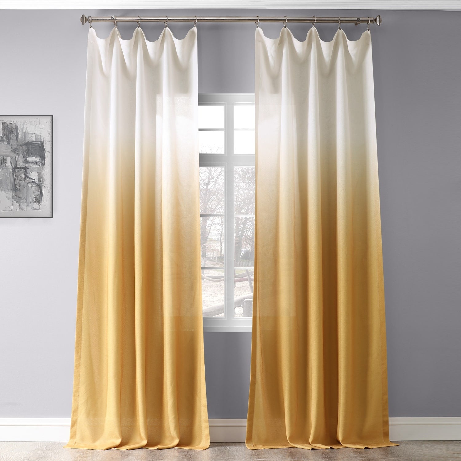 Exclusive Fabrics Ombre Faux Linen Light Filtering Curtains (1 Panel) - Lightweight Elegance, Natural Light Enhancement