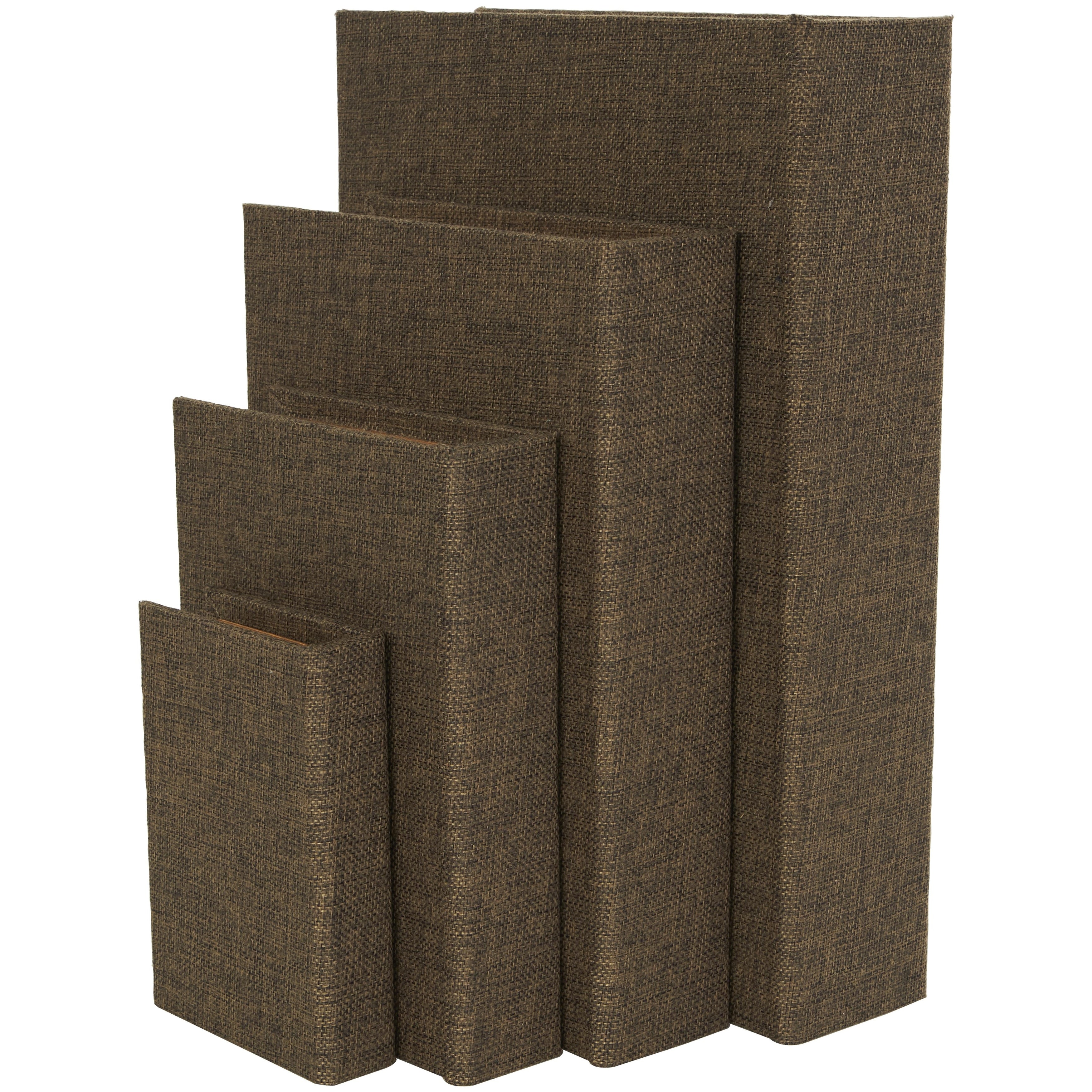 Linen Leather or Wooden Fabric Storage Book Decorative Box - Set of 3 or 4 Multi Colored - Roche River Decor