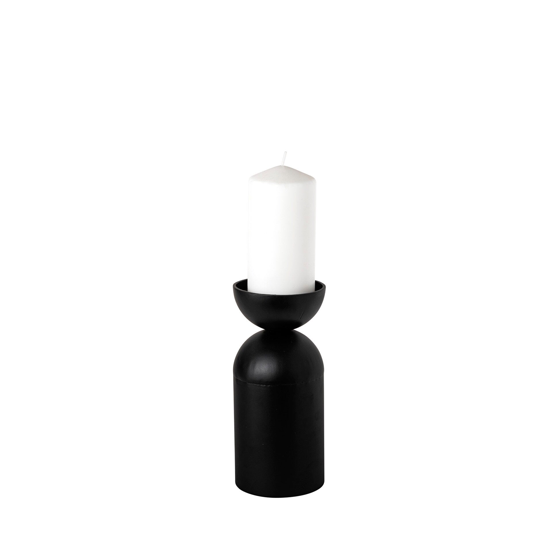 Alex Large Black Metal Cylindrical Table Candle Holder