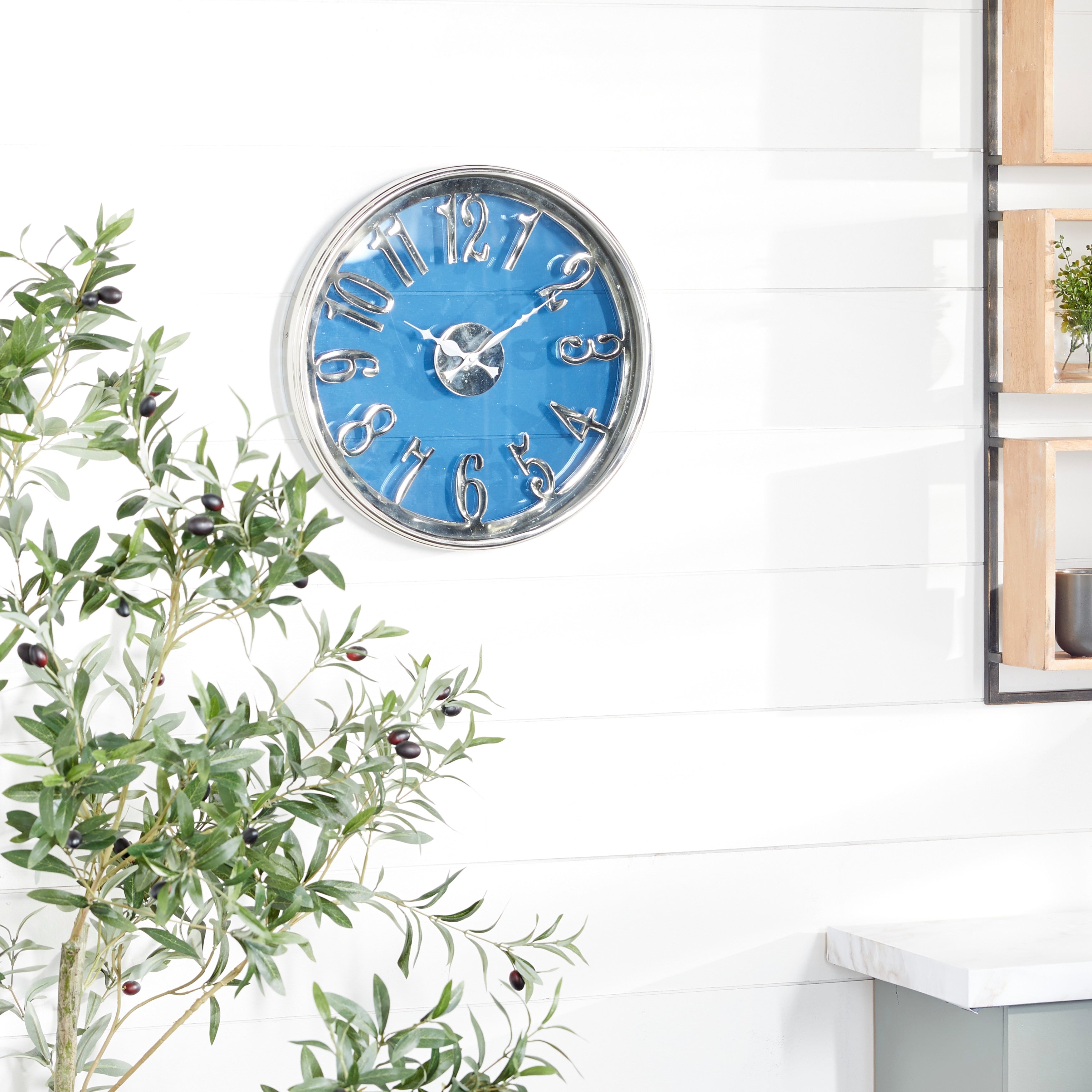 Blue aluminum Contemporary Wall Clock 16 x 16 x 2 - 16 x 2 x 16