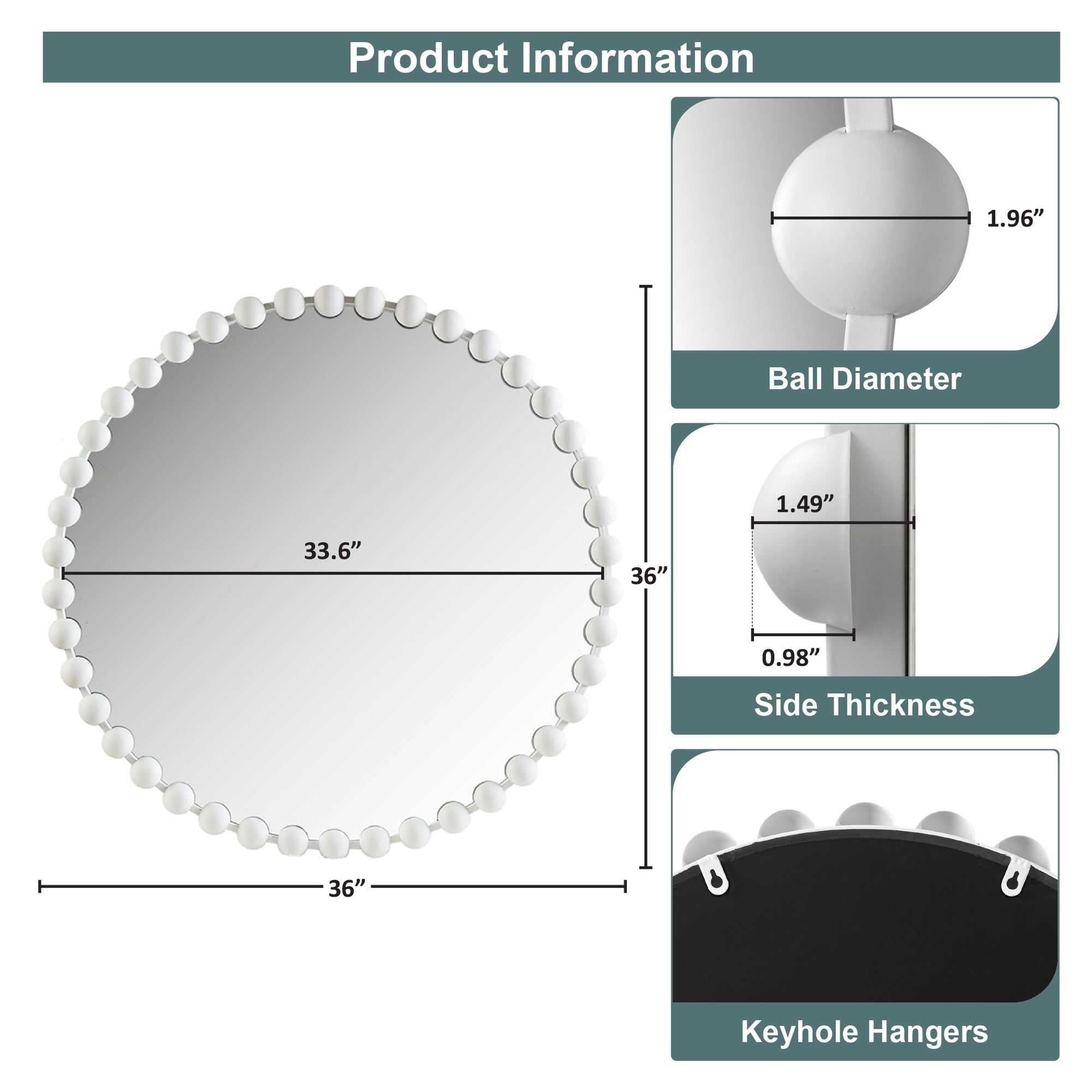 Madison Park Signature Marlowe Beaded Round Wall Mirror