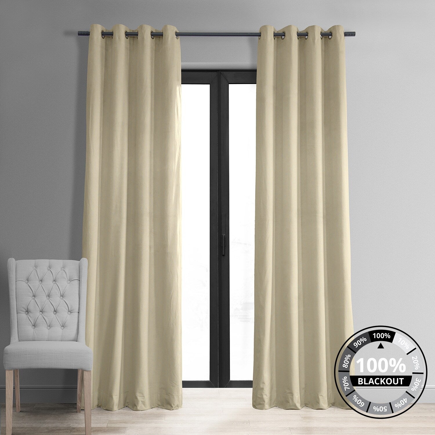 Exclusive Fabrics Signature Grommet Velvet Blackout Curtain (1 Panel)