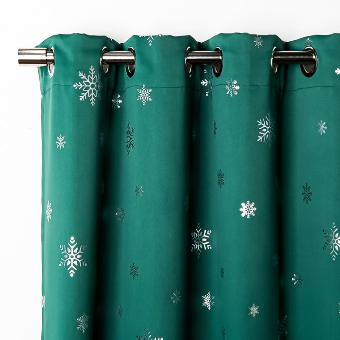 Aurora Home Silver Foil Snowflake Thermal Insulated Blackout Curtains