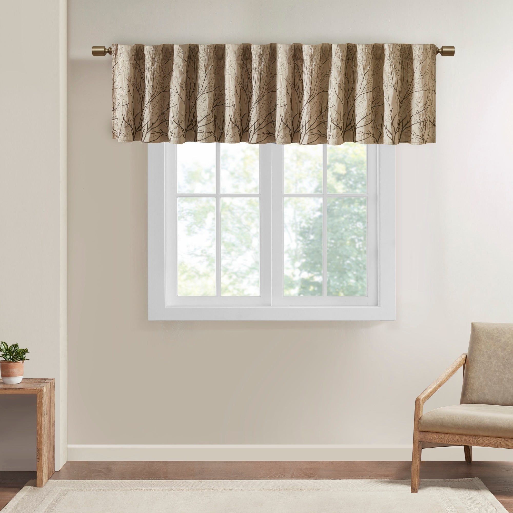 Madison Park Eliza Faux Silk Embroidered Window Valance - 50 x 18