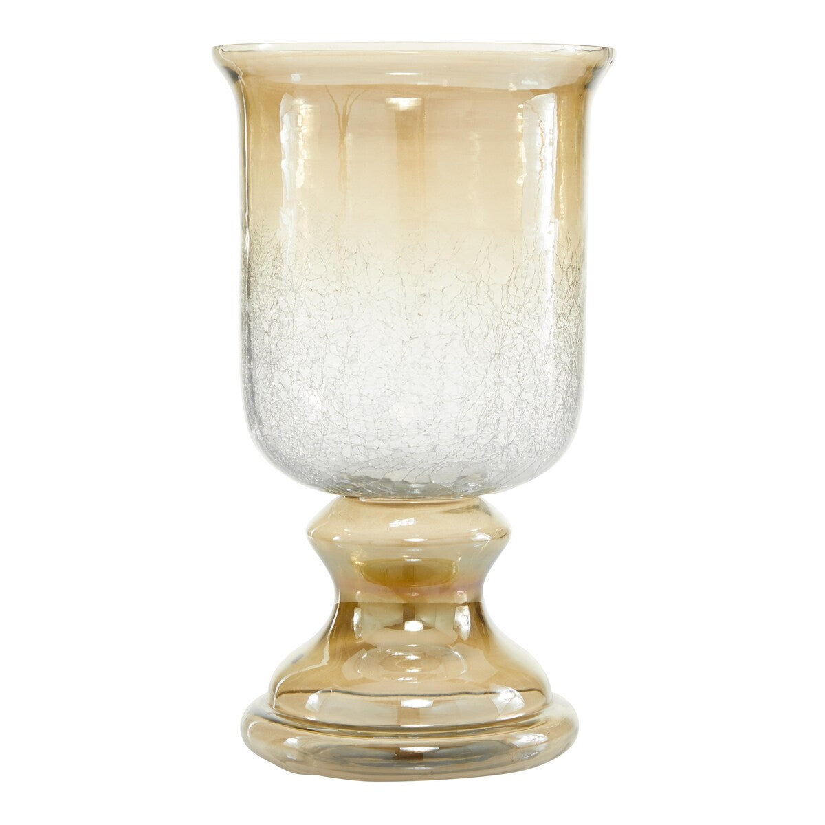 Glass Handmade Turned Style Pillar Hurricane Lamp with Smoked Glass Finish - Brass, Black, Gold, Brown - Roche River Decor