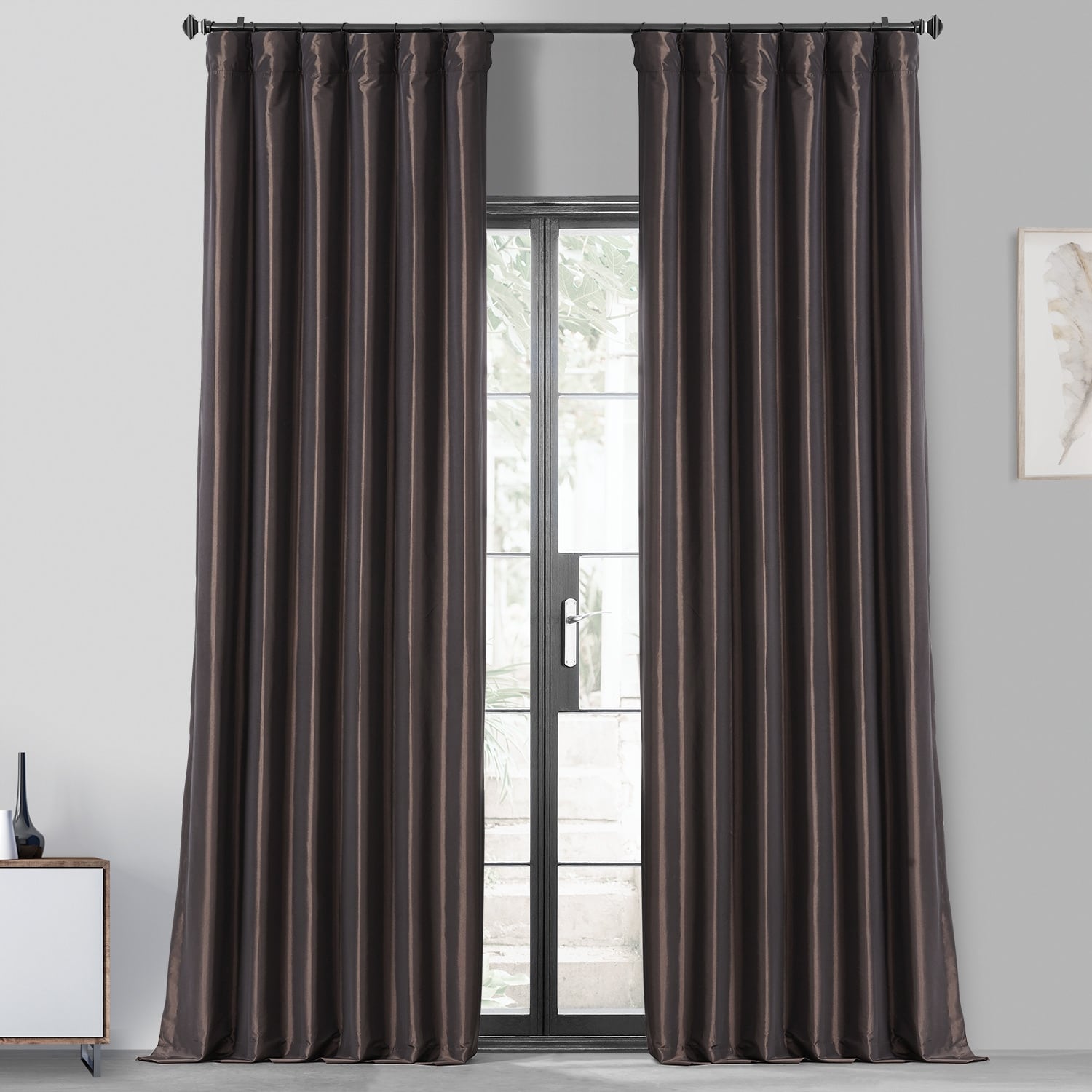 Exclusive Fabric Faux Silk Taffeta Solid Blackout Curtain (1 Panel)