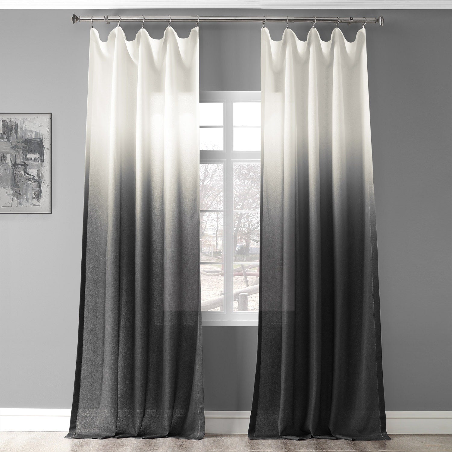 Exclusive Fabrics Ombre Faux Linen Light Filtering Curtains (1 Panel) - Lightweight Elegance, Natural Light Enhancement