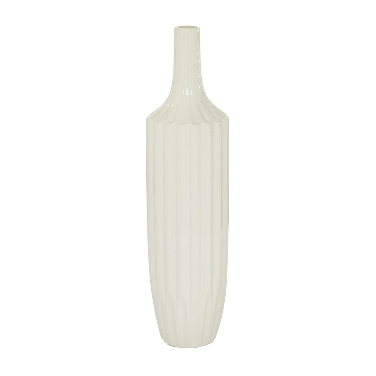 Ceramic Stripe Texture Decorative Vase - White - Roche River Decor