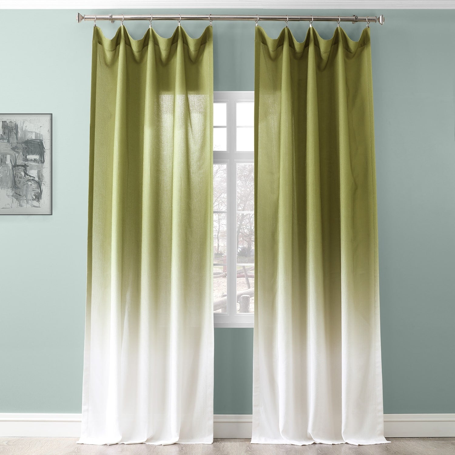 Exclusive Fabrics Ombre Faux Linen Light Filtering Curtains (1 Panel) - Lightweight Elegance, Natural Light Enhancement