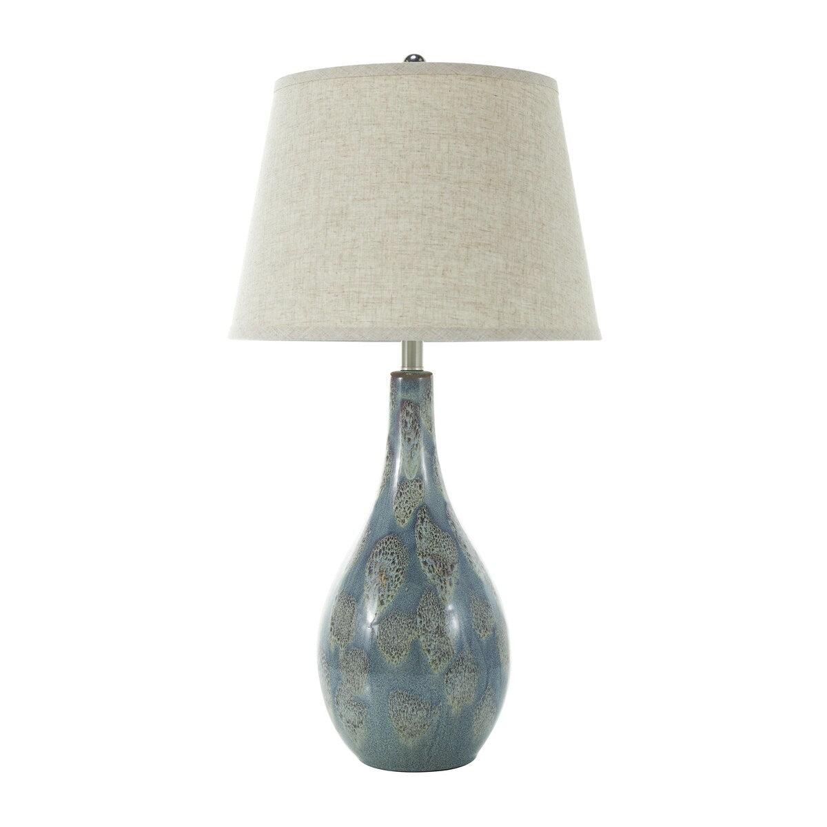 Ceramic Abstract Textured Room Table Lamp with Drum Shade - Set of 2 Teal - Roche River Decor