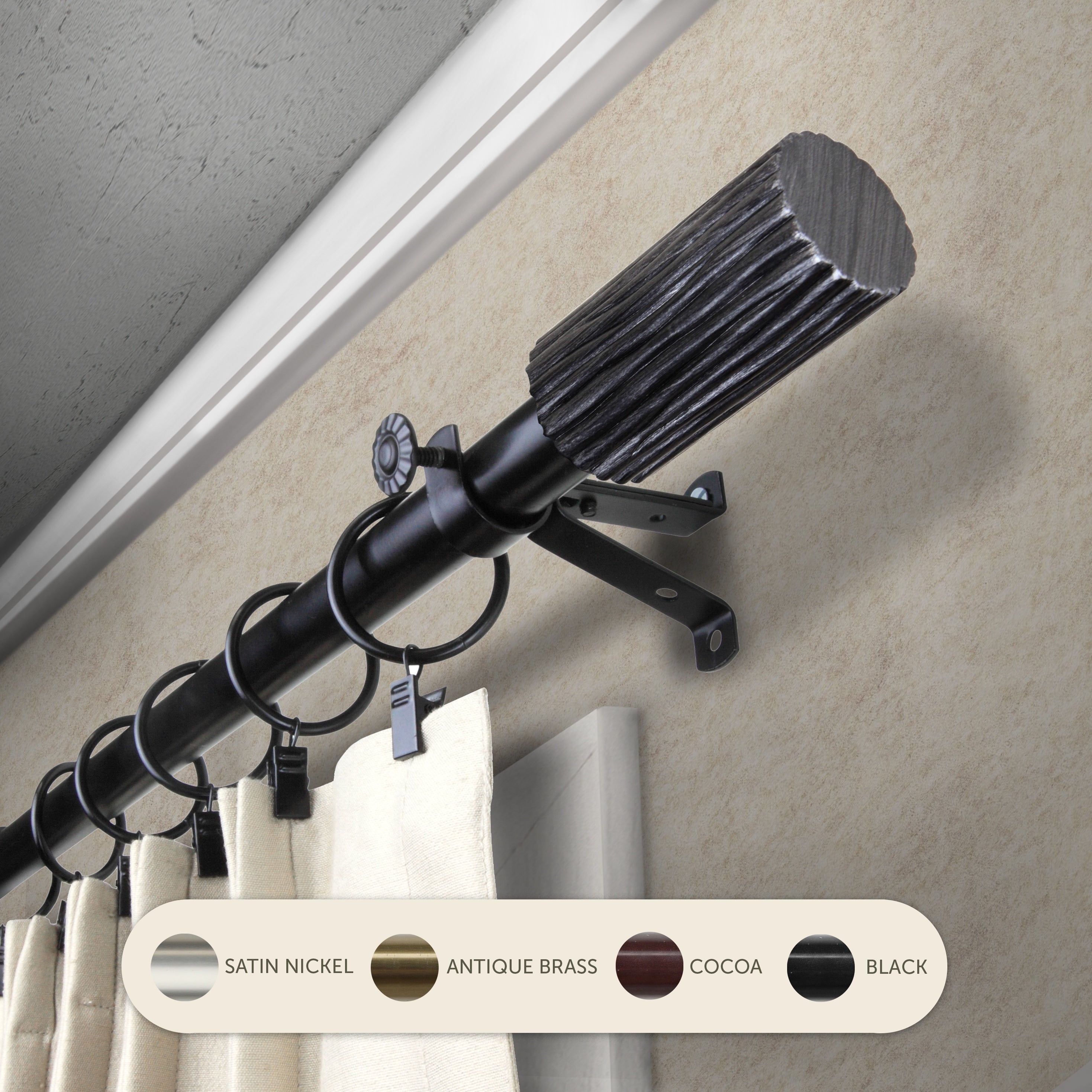 InStyleDesign Elm Adjustable Black Curtain Rod