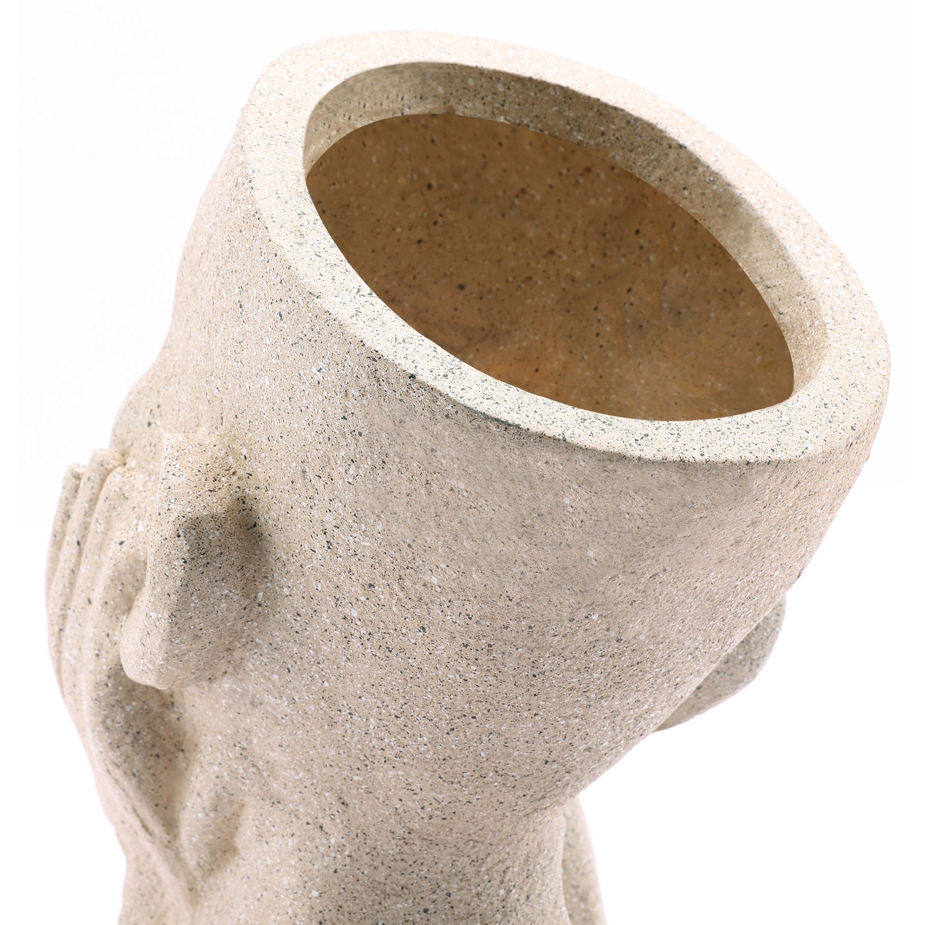 Speckled Beige Thoughtful Bust Head MgO Indoor/ Outdoor Statue Planter