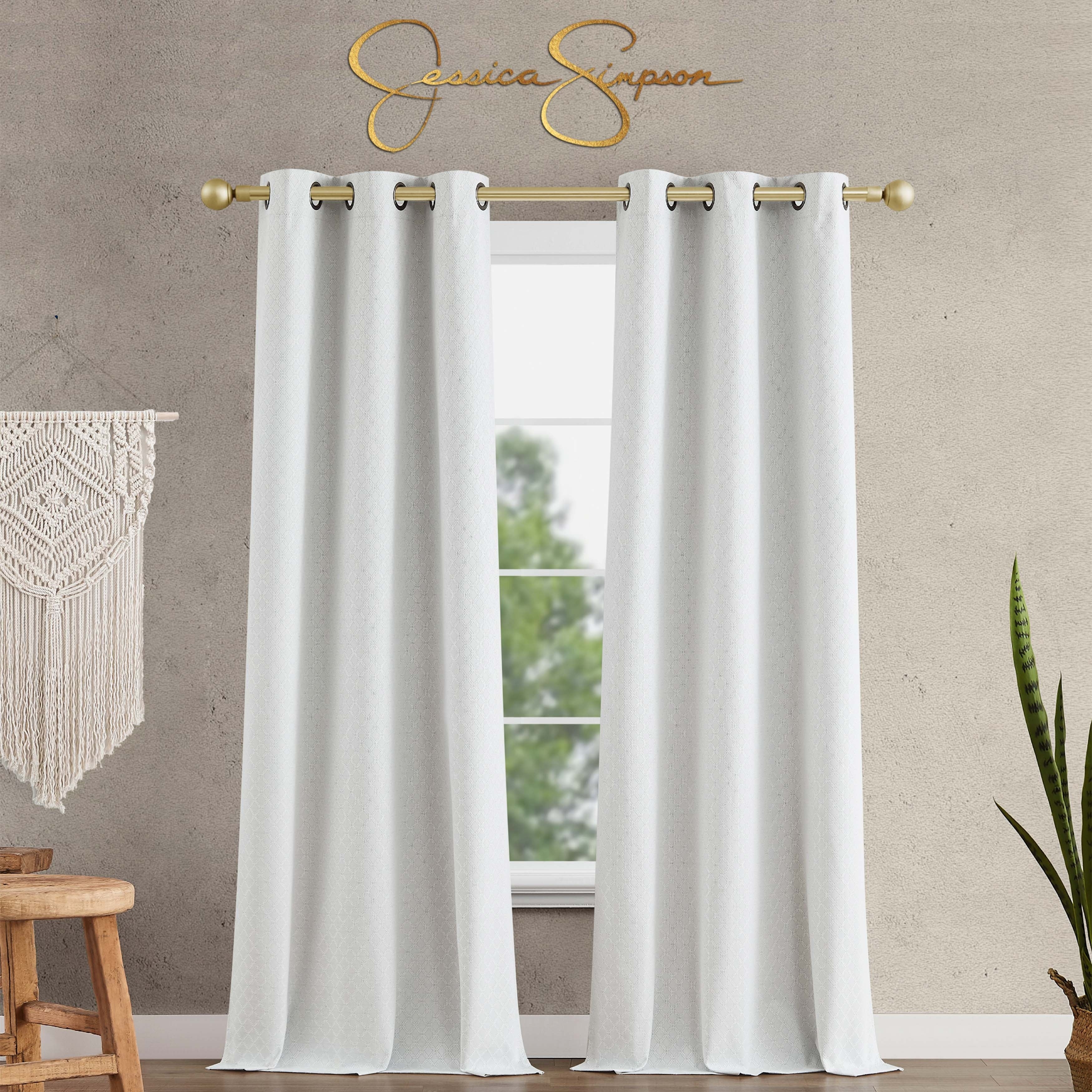 Jessica Simpson Faye Textured Blackout Grommet Window Curtain Panel Pair with Tiebacks