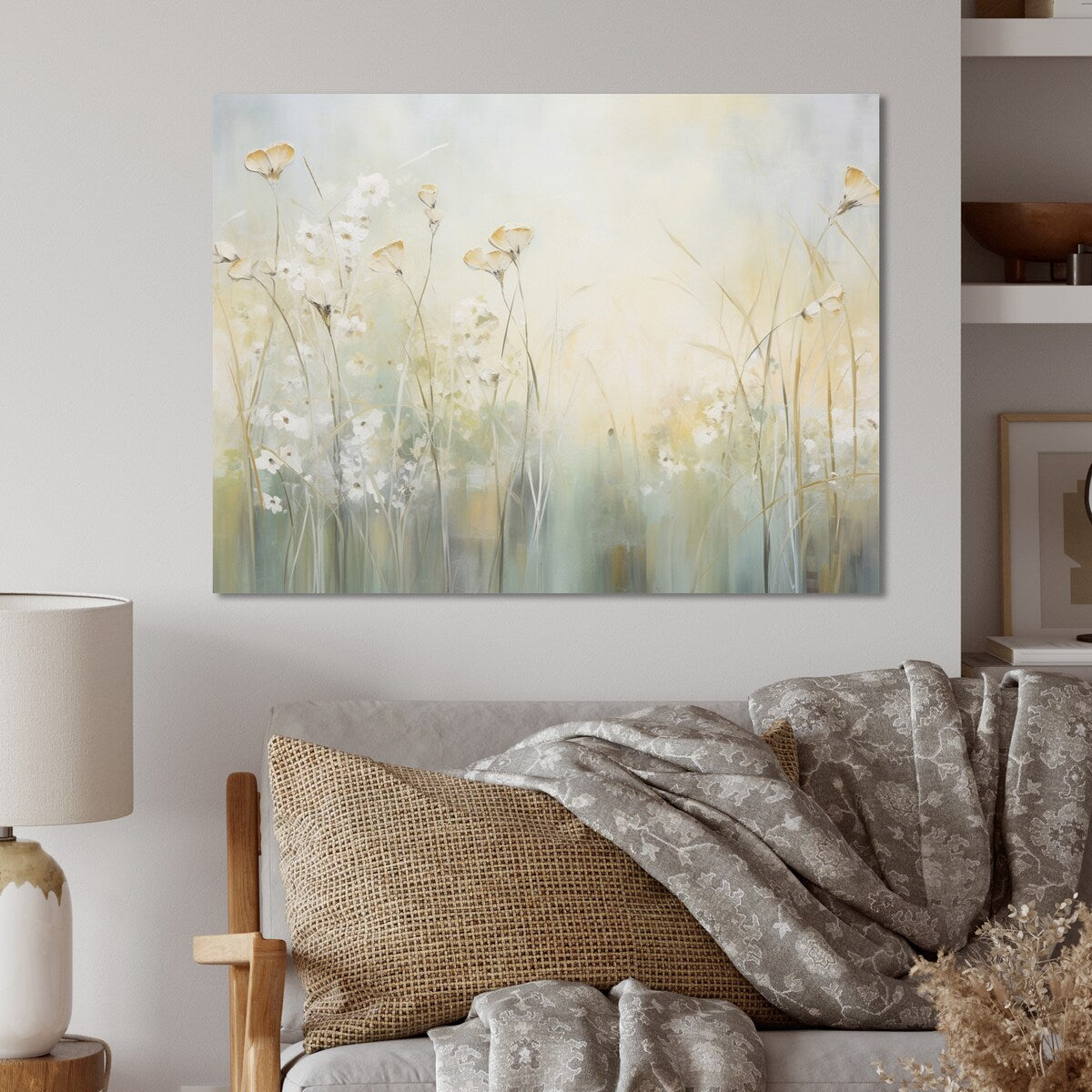 Designart Green Beige Serene Meadows I Abstract Botanicals Metal Wall Decor