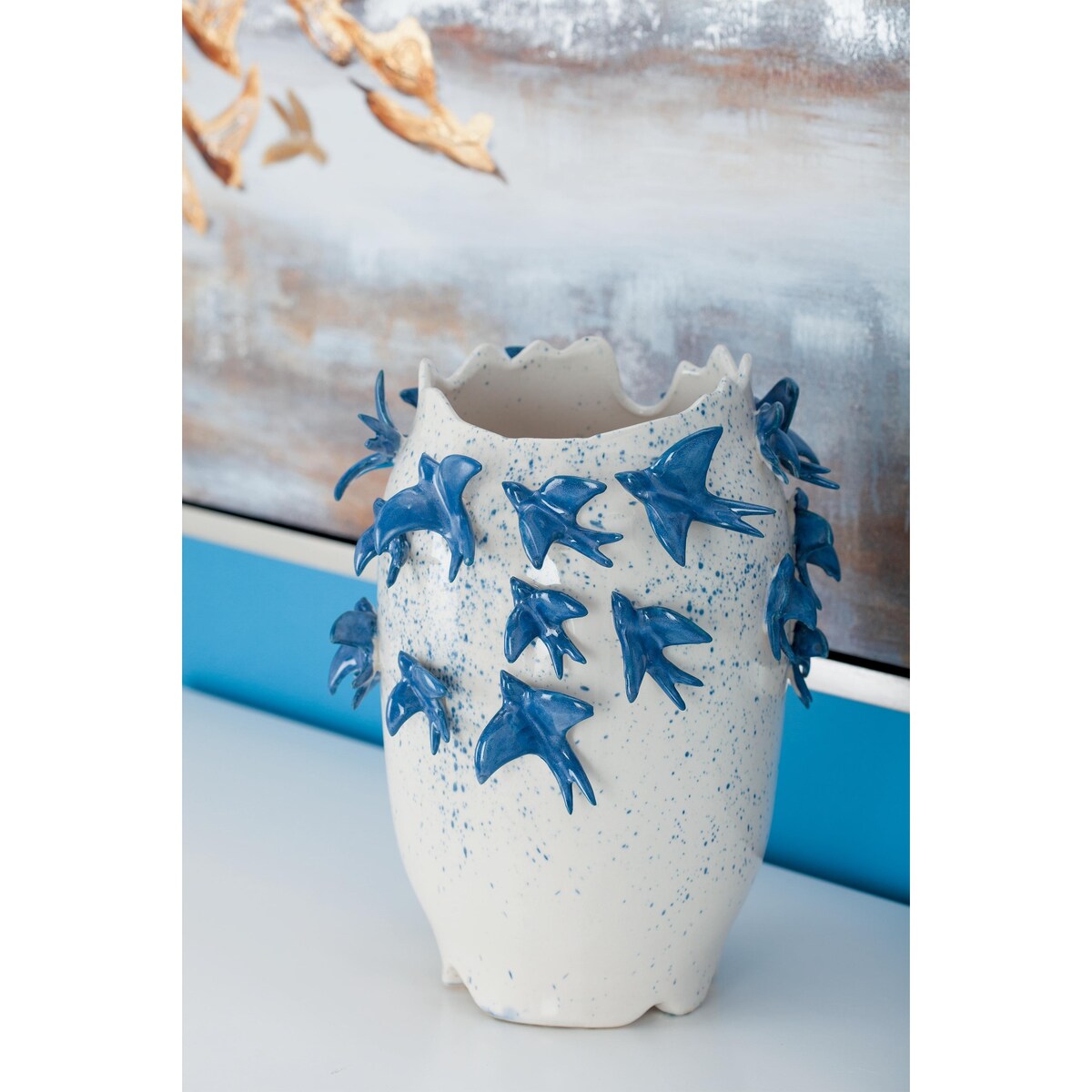 Ceramic Bird 3D Decorative Vase - White - Roche River Decor