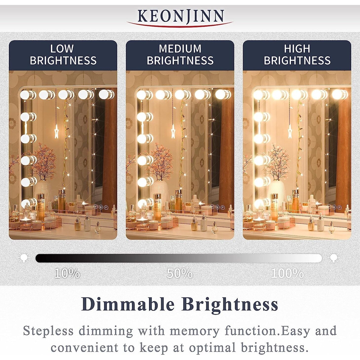 KEONJINN Hollywood Vanity Mirror with 15/18 LEDs Lights and Bluetooth Speakers