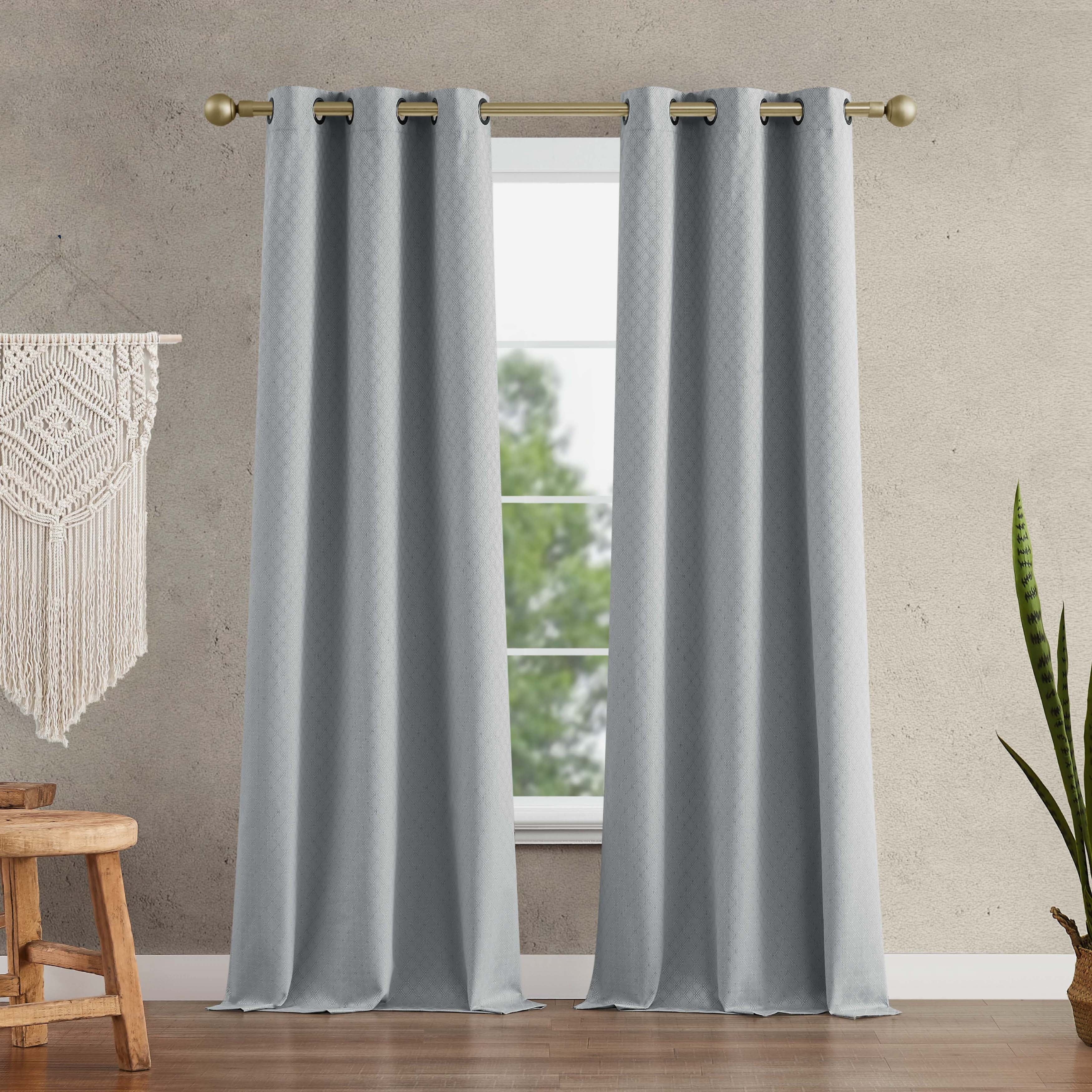 Jessica Simpson Faye Textured Blackout Grommet Window Curtain Panel Pair with Tiebacks