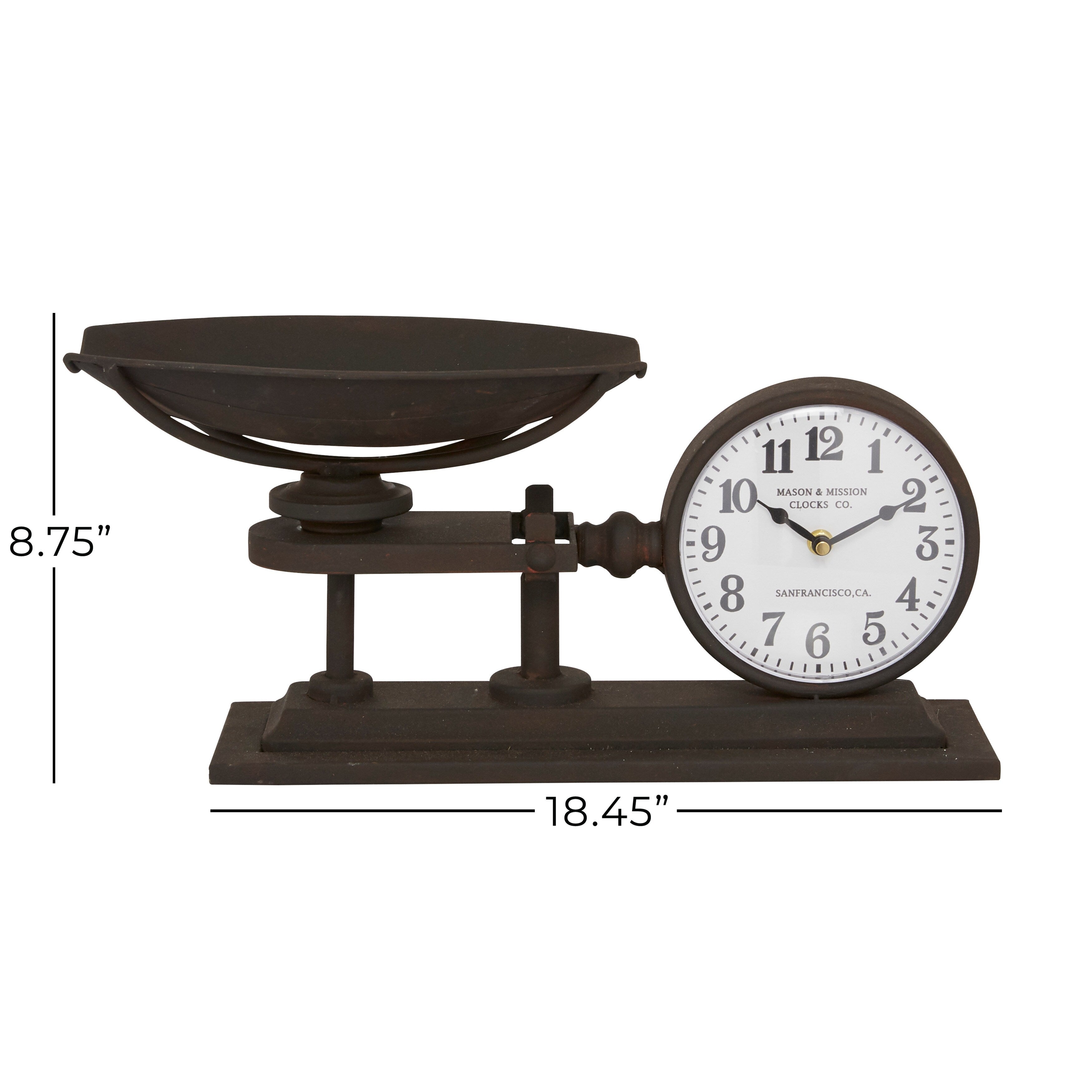 Black Iron Traditional Clock 9 x 18 x 8 - 18 x 8 x 9