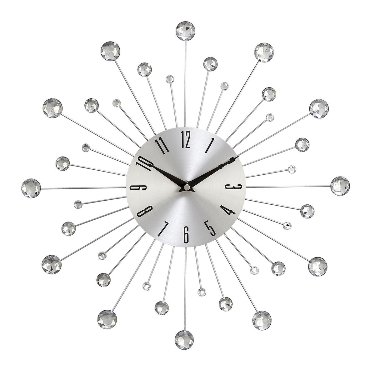 Metal Starburst Decorative Wall Clock with Crystal Accents - Gold, Brown, Silver, Copper - Roche River Decor